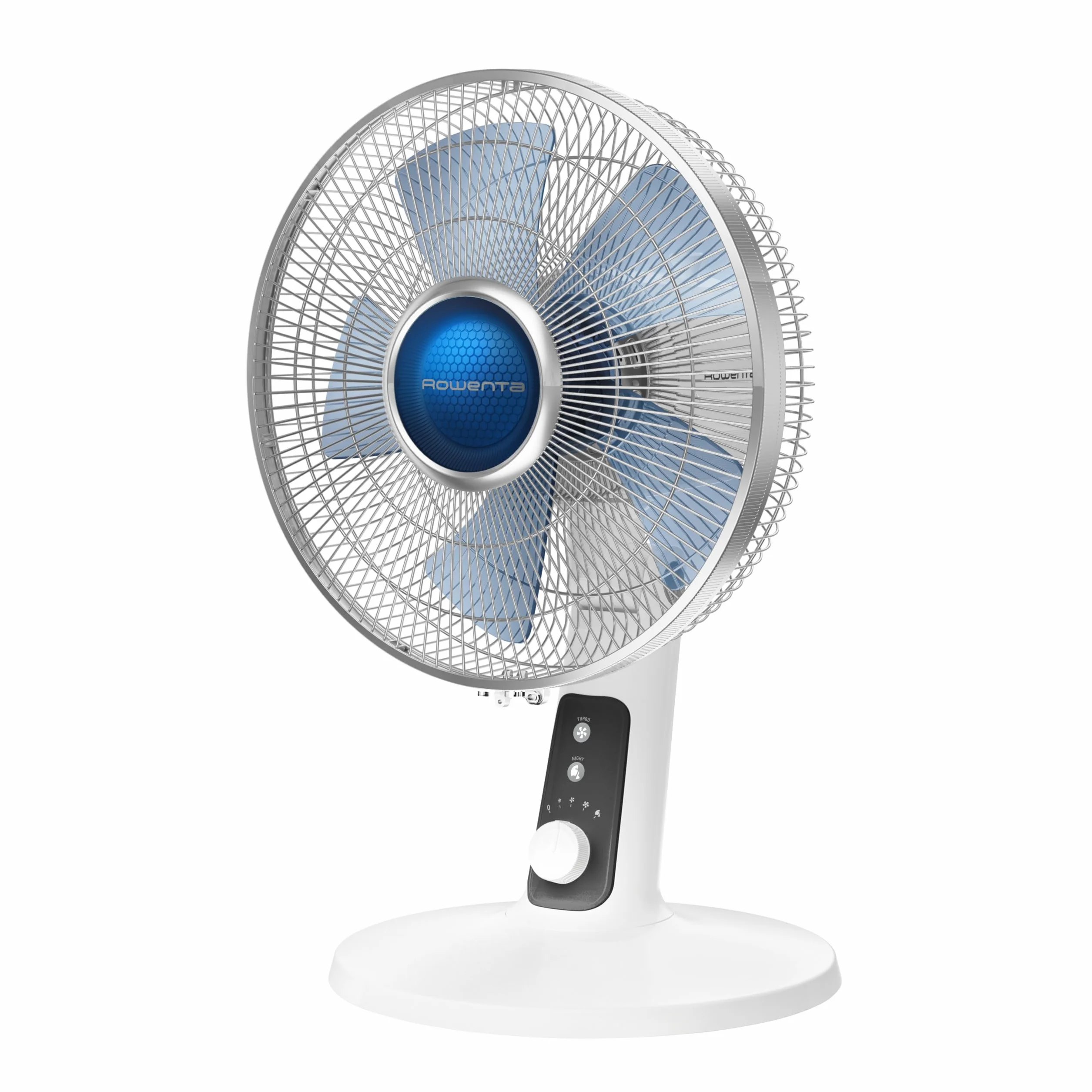 Rowenta Turbo Silence Extreme + cichy wentylator stołowy, moc 40 W, średnica 30 cm, tryb Turbo, automatyczna oscylacja, 4 ustawienia, funkcja nocna, z łopatkami, biały VU2731