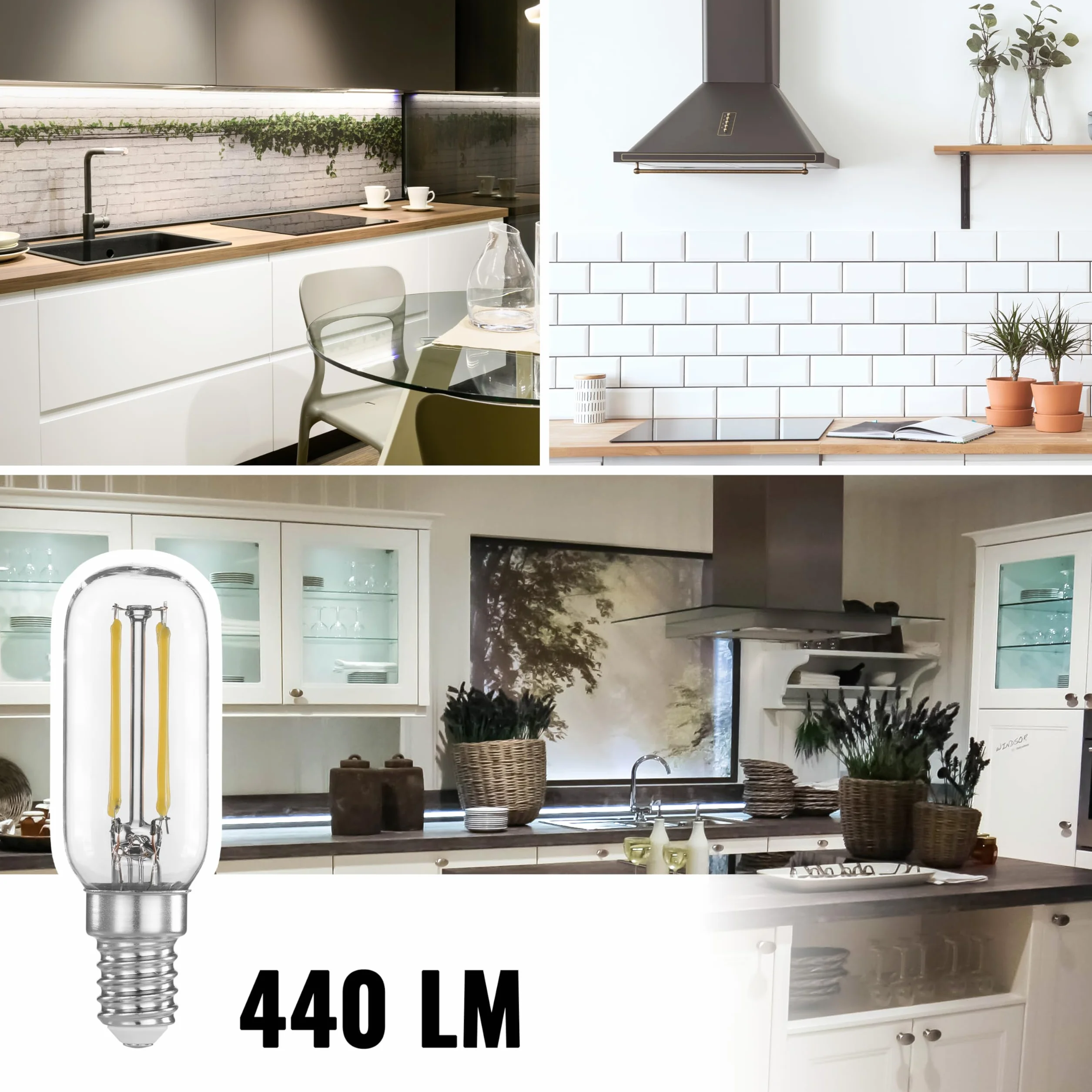 Poppstar żarówki LED do okapów, pochłaniaczy, wyciągów kuchennych (E14, 4W, 440 lm (40W), 6000K zimna biel), 2 sztuki