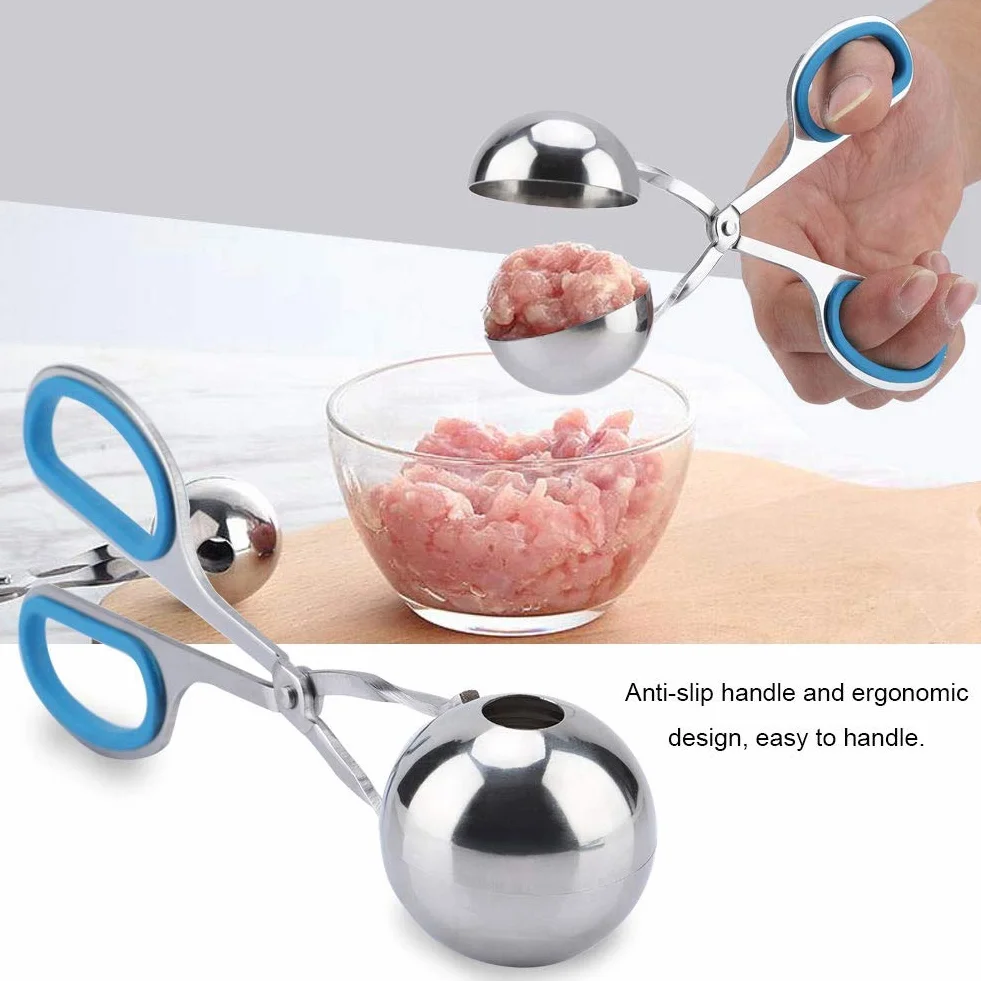 Meatball Non-Stick Cookie Scoop Edelstahl Eiszangen Reisbällchen (blau)