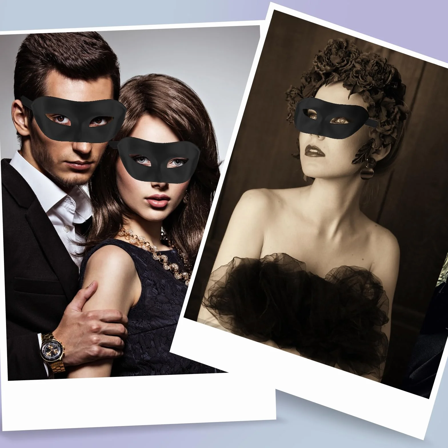 Gjinxi Czarna maska wenecka, maskarada, damska, elegancka męska maska, kostium ze wzorem retro, klasyczny styl , na bal kostiumowy, Halloween, imprezę, bal maskowy