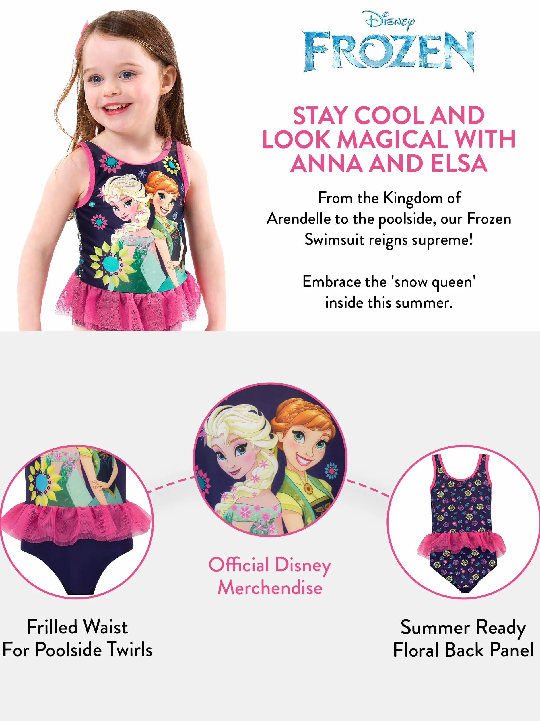 Disney Frozen kostium kąpielowy dla dziewcząt, kostium kąpielowy Anna i Elsa, jednoczęściowy kostium kąpielowy dla dzieci, dziewczynek, moda kąpielowa dla dziewczynek