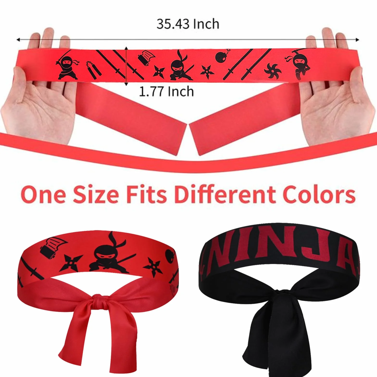 Resvis Ninja opaska na czoło, 10 sztuk, akcesoria na imprezę, dla dzieci, dekoracja urodzinowa, prezent dla gości, na Boże Narodzenie