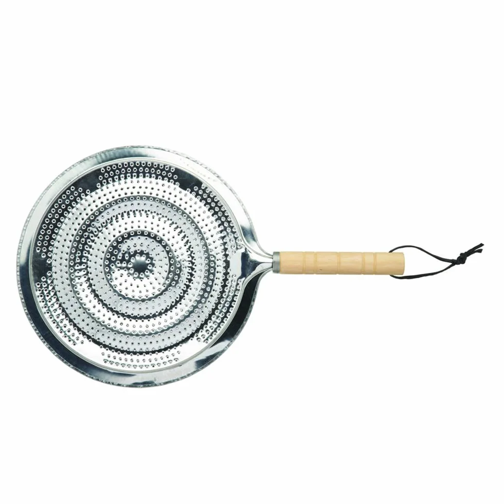 KitchenCraft Kuchenny Dyfuzor Ciepła, Drewniany Uchwyt, Stal Nierdzewna - Kolor Srebrny
