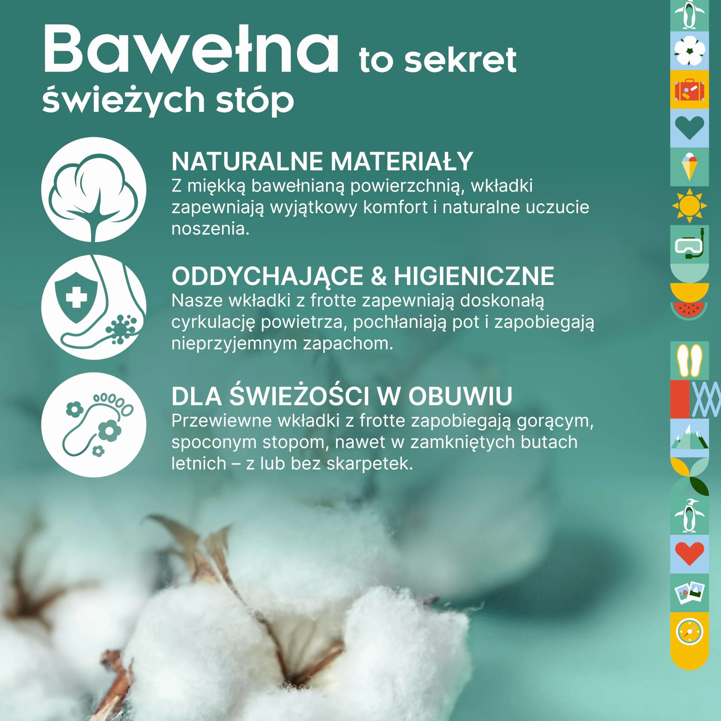 biped 3 pary wkładek do bosych stóp do przycięcia na wymiar - wkładki frotte ze 100% bawełny i miękką lateksową amortyzacją - wkładki przeciw nieprzyjemnemu zapachowi stóp i bakteriom z2028