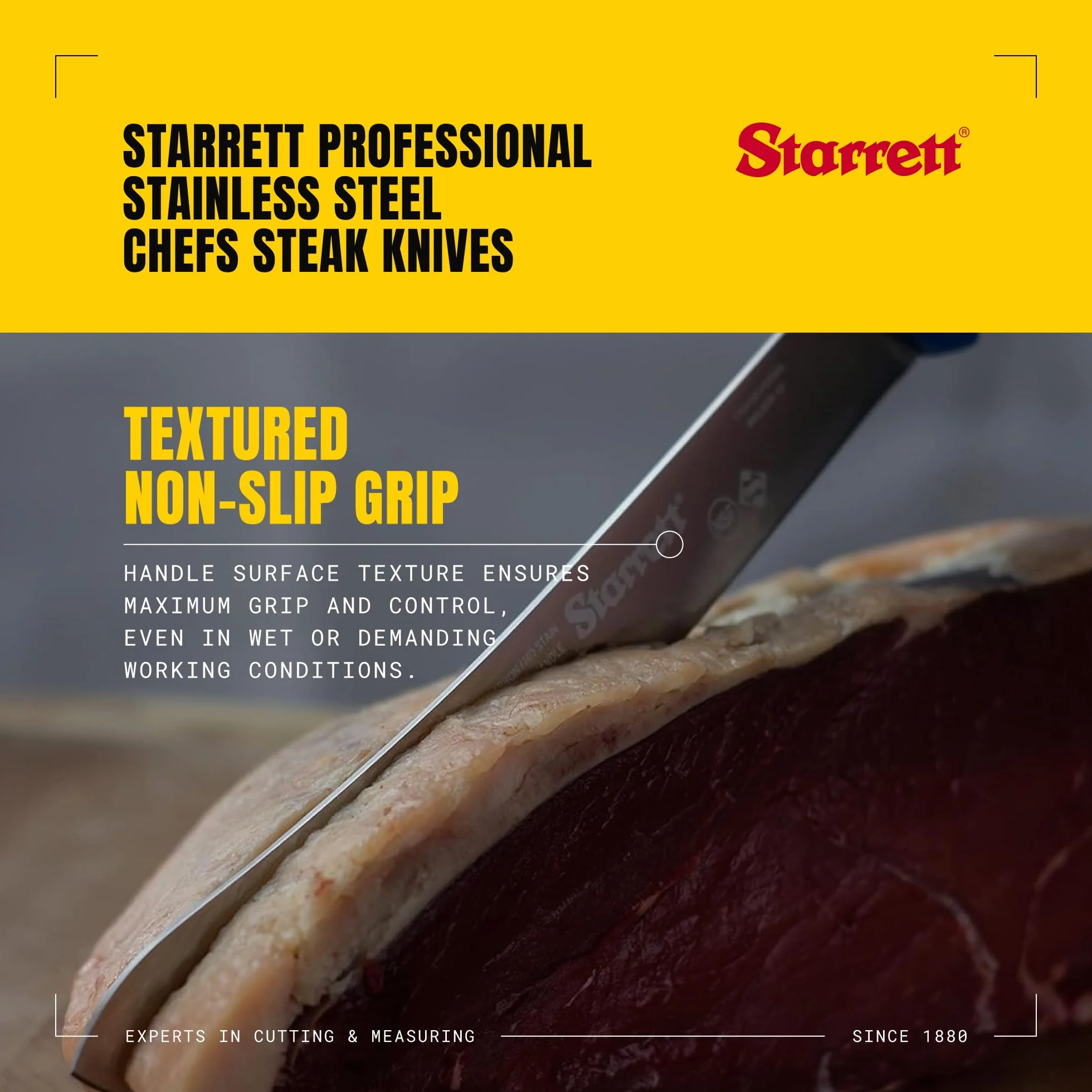 Starrett Profesjonalne noże do steków ze stali nierdzewnej 200 mm czerwone