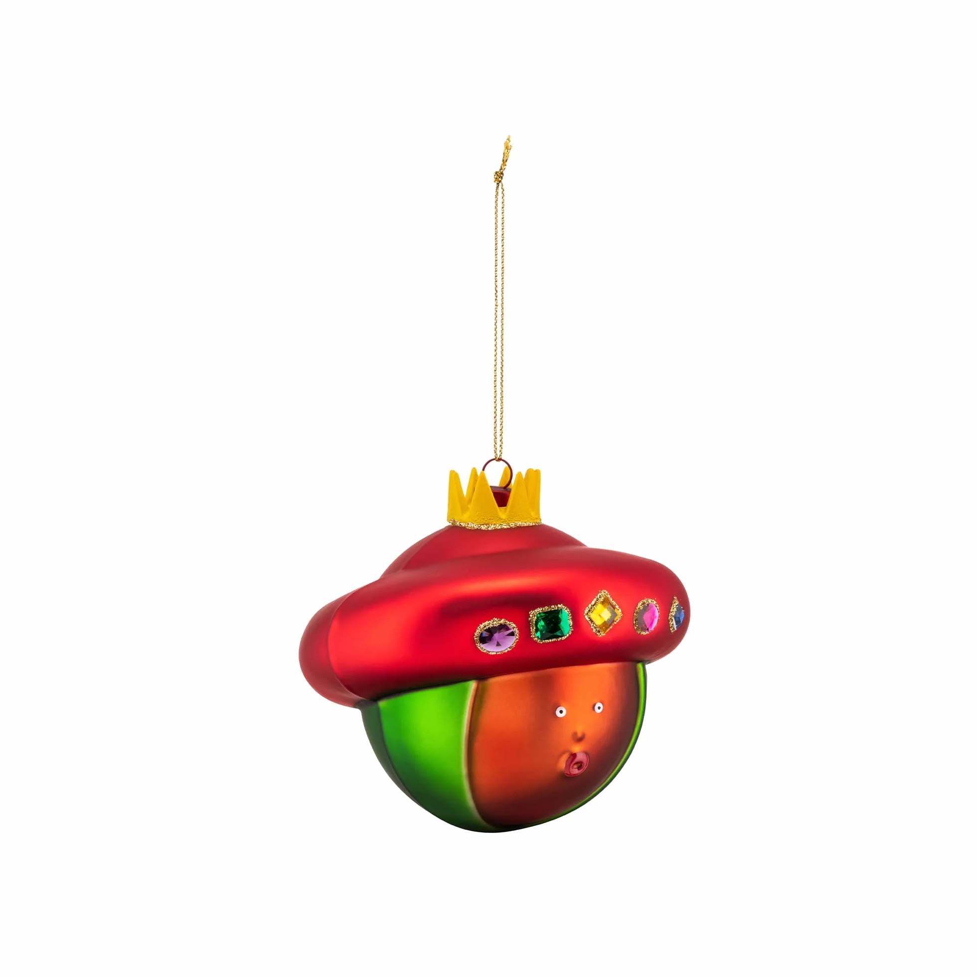 Alessi AMJ13 10 Baldassarre kula bożonarodzeniowa, ręcznie dekorowane szkło dmuchane, czerwone