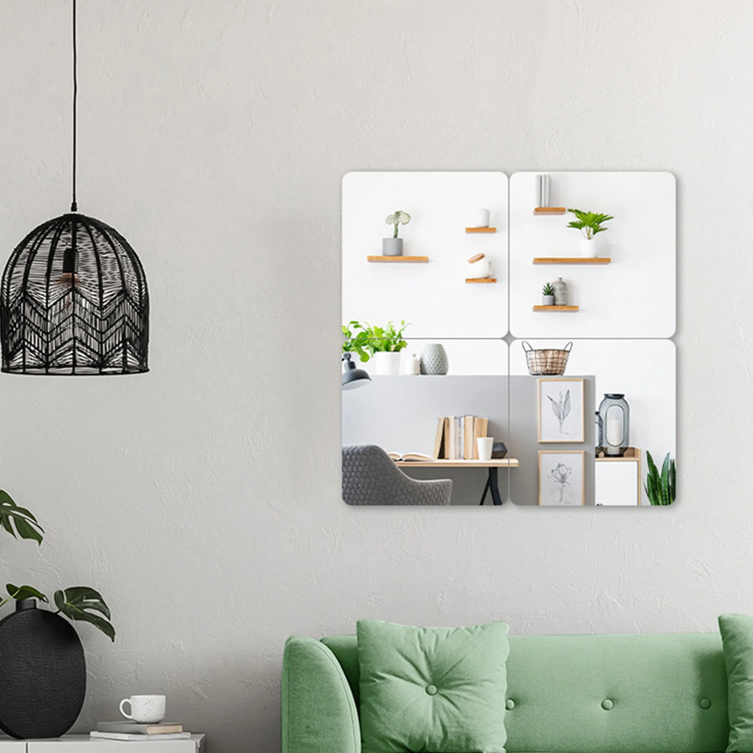 8 sztuk lusterek samoprzylepnych, 20 × 20 cm akrylowe klejone lusterka, lustro ścienne samoprzylepne do przyklejania, klejone lusterko do łazienki i sypialni