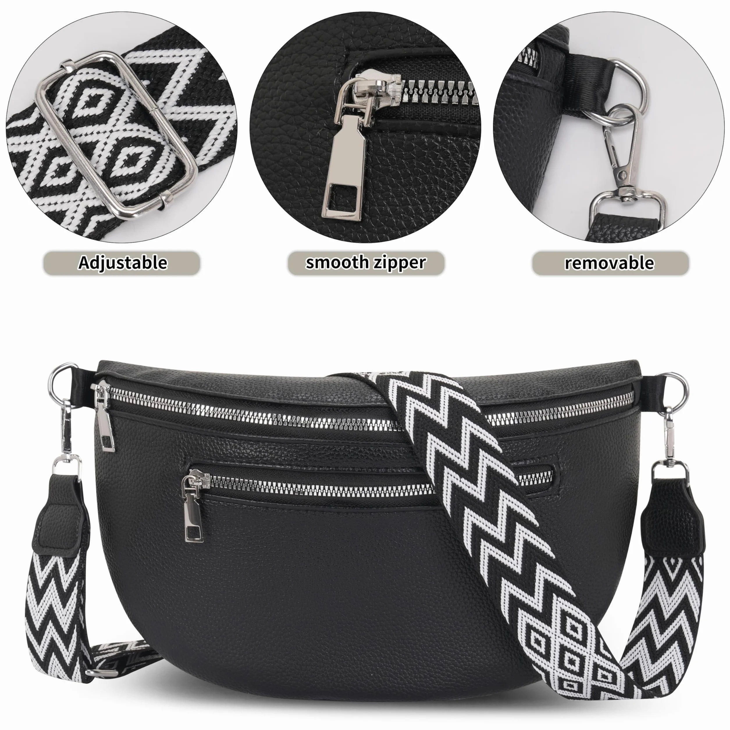Torby crossbody dla kobiet torebki ze skóry PU torba na ramię z regulowanym szerokim paskiem torby na ramię dla kobiet dziewcząt podróże zakupy do pracy na co dzień
