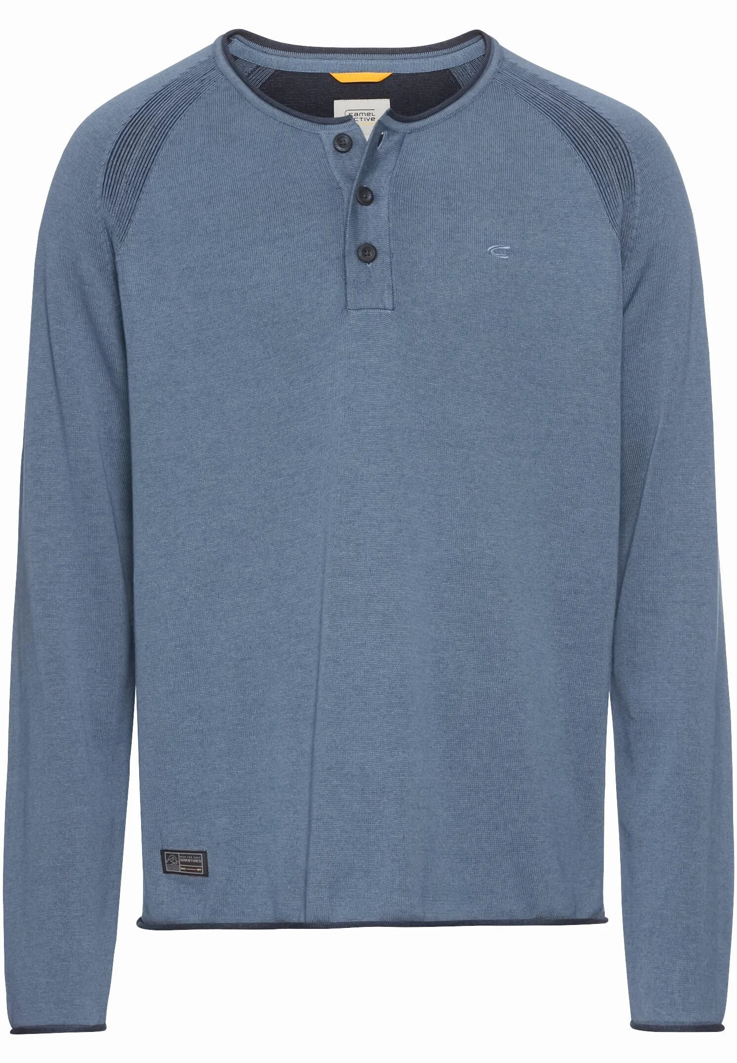 camel active Męska koszulka Henley z certyfikowanej bawełny organicznej, niebieski, L