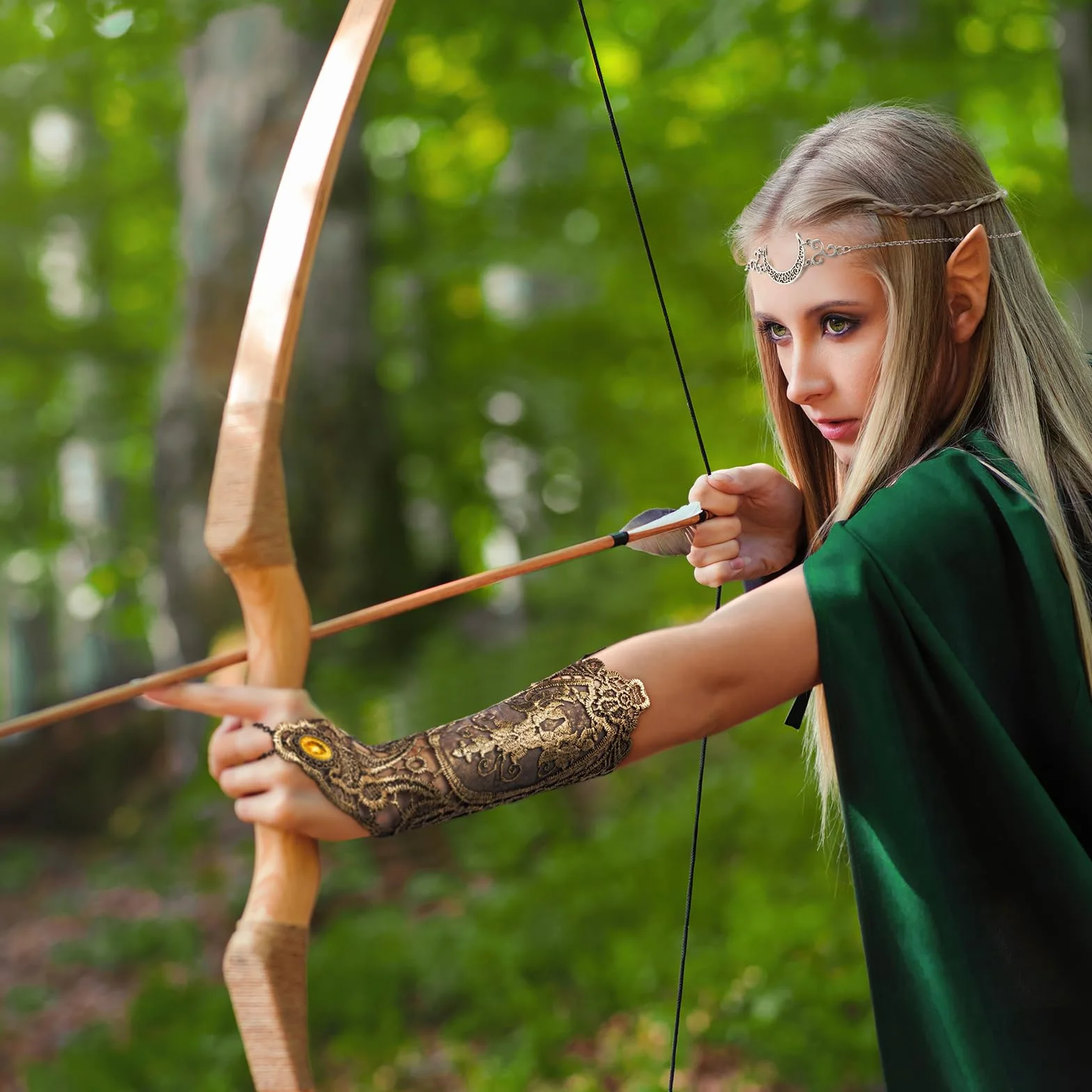 HOWAF Naszyjnik z uszami elfa, 2 pary naszyjników na rękę z opaską na głowę, miękki kostium dla dorosłych, akcesoria na Halloween, imprezę, cosplay, maskaradę