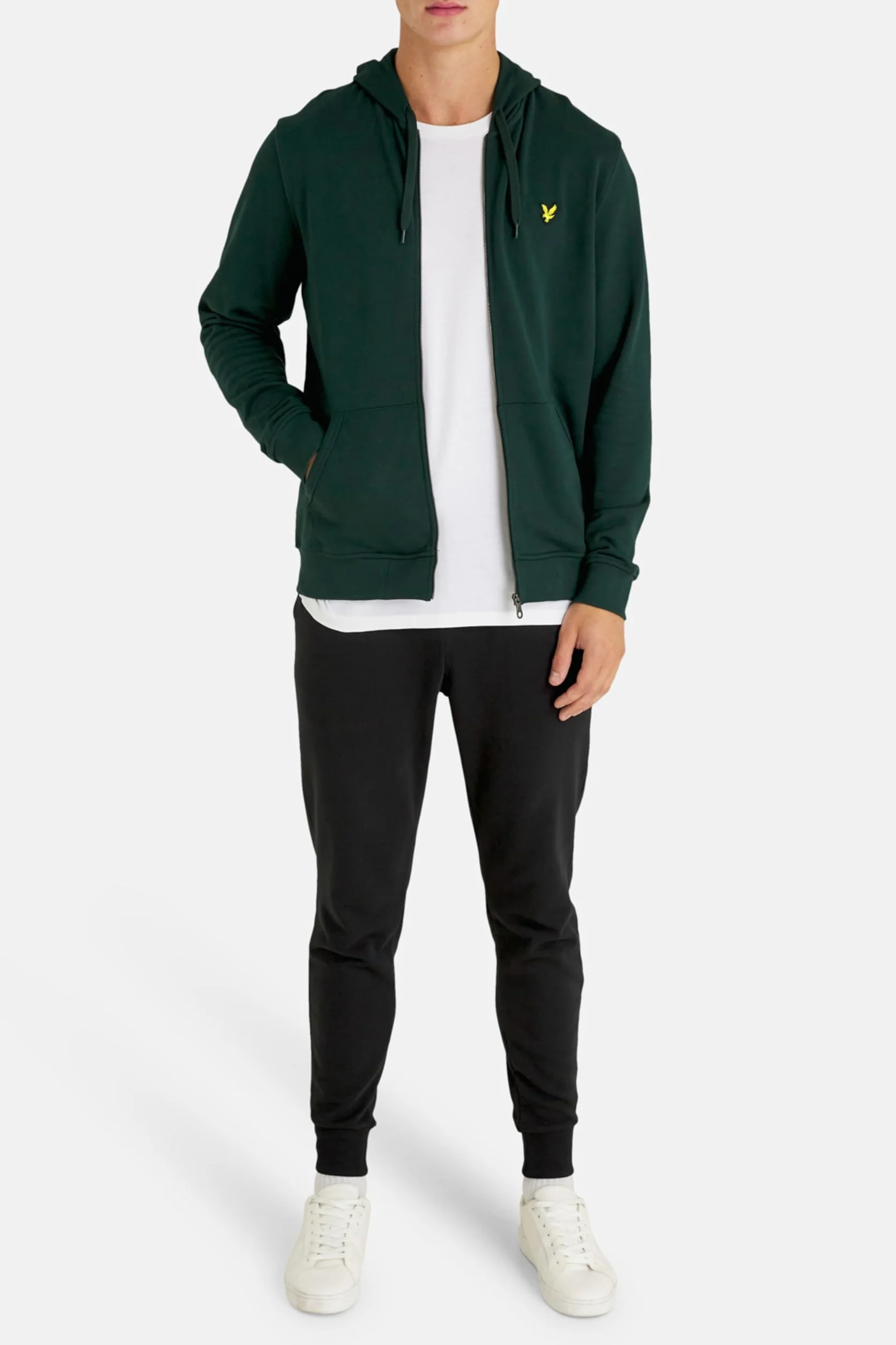Lyle & Scott Męska bluza z kapturem z zamkiem błyskawicznym, ciemnozielony, XL