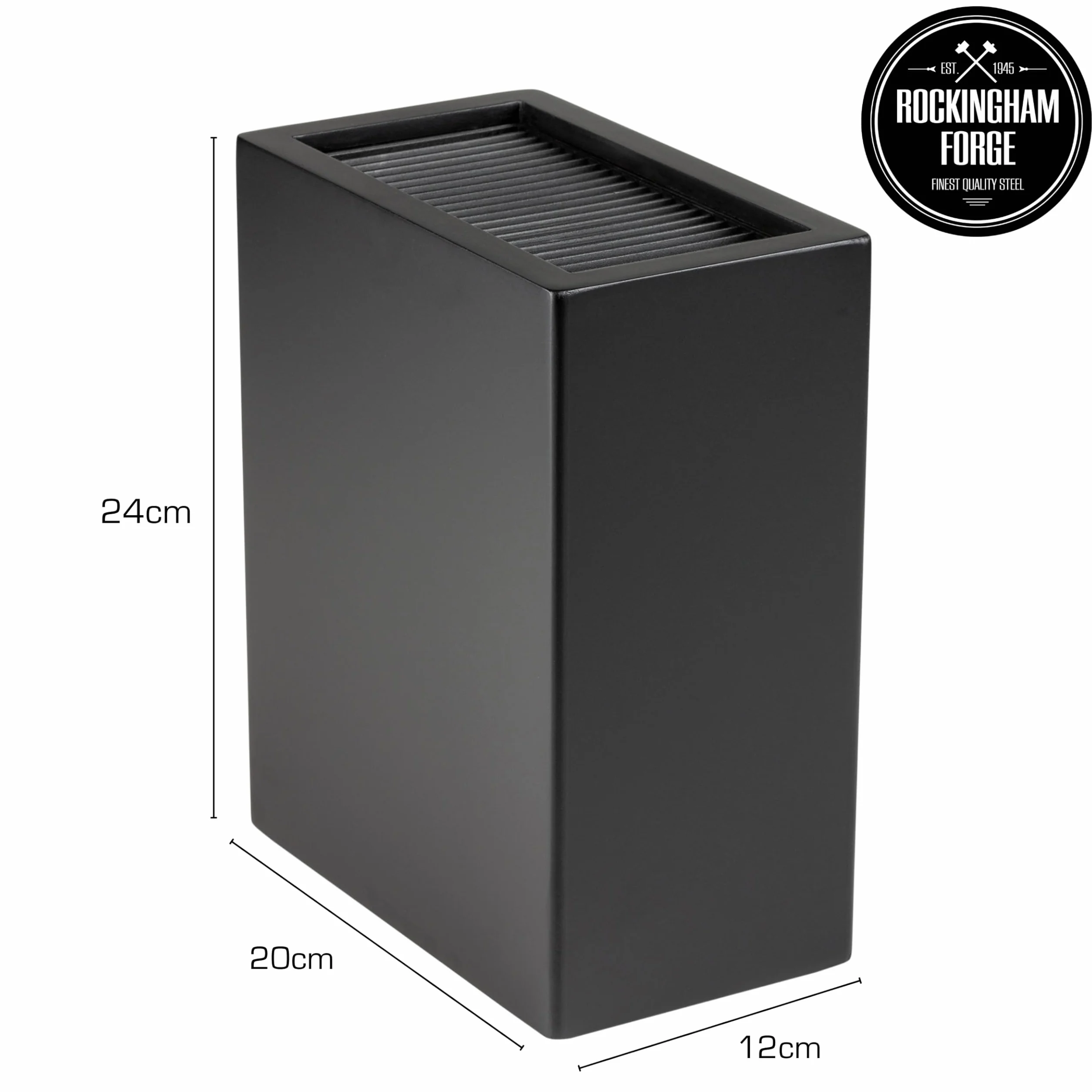 Rockingham Forge Uniwersalny blok na noże pionowy matowy czarny 20 przegródek 27 cm