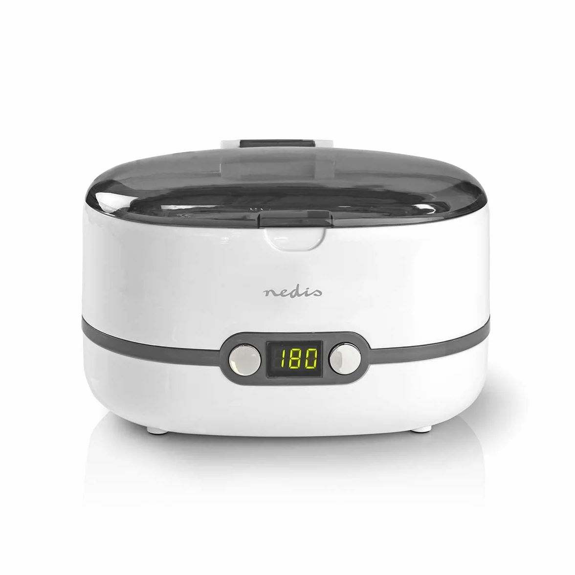Nedis Cyfrowy ultradźwiękowy środek czyszczący do biżuterii, 43 kHz, soniczne czyszczenie, zbiornik 600 ml, 3 tryby, w tym odpienianie, timer LED, Plug & Play, biały