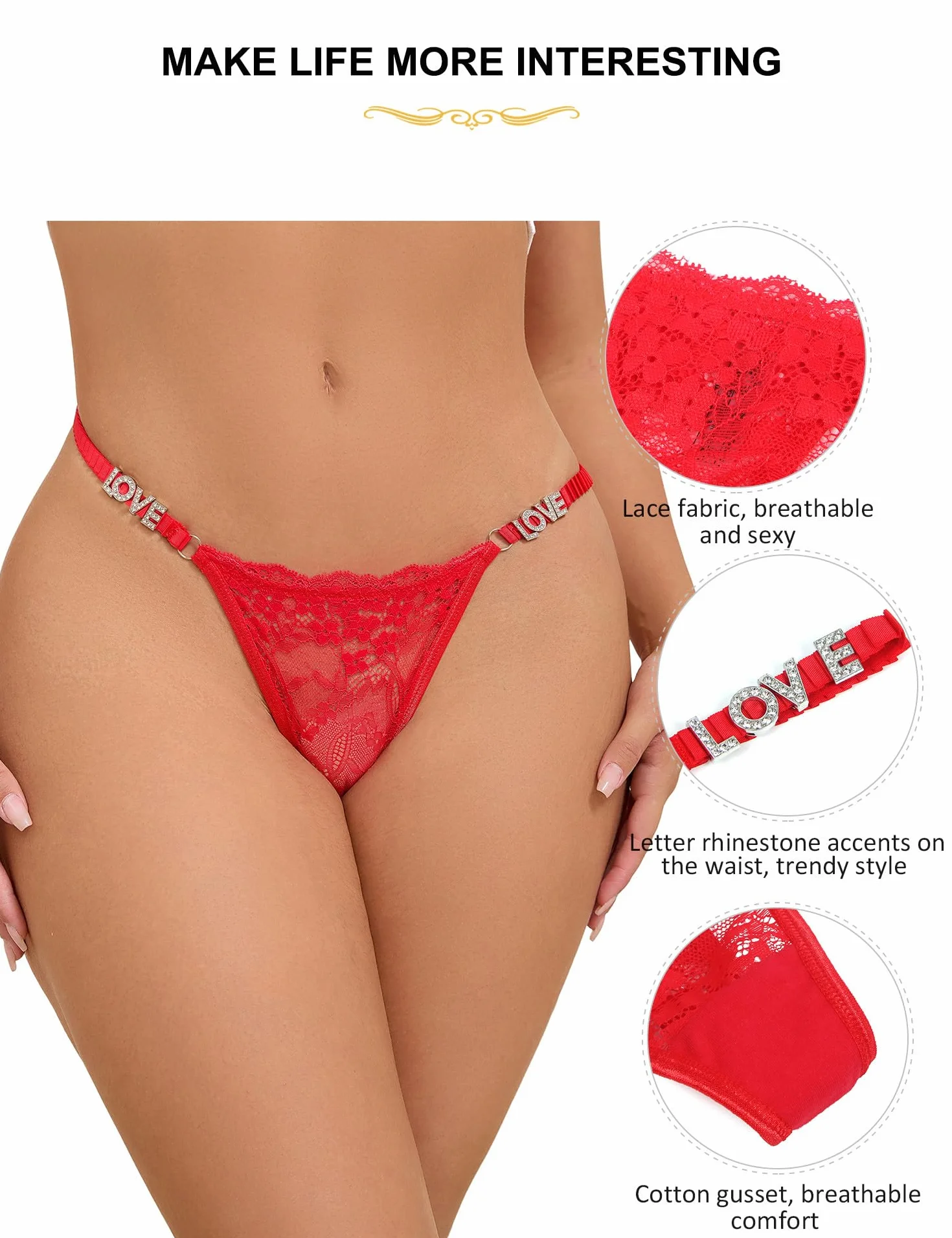 comeondear Plus Size stringi damskie szykowne figi z niskim stanem majtki majtki bielizna damska