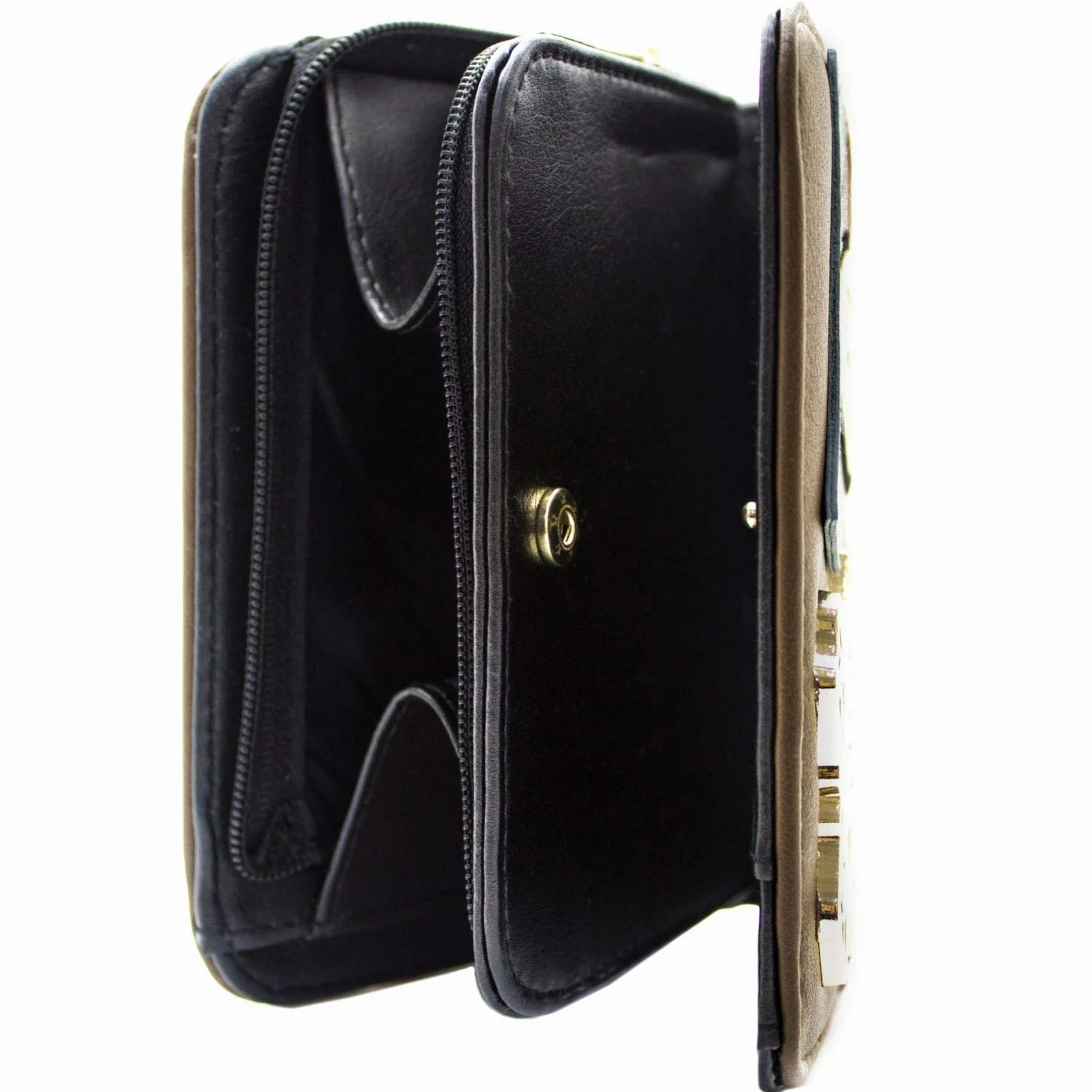 Harry Potter Hogwarts Herb Ollivanders Portfel/Sakiewka Torebka Bi-Fold z kieszenią na monety & uchwyt na karty, Brązowy