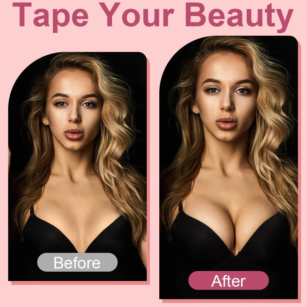 AOOWU Klejony biustonosz push-up bez ramiączek, niewidoczny biustonosz bez ramiączek, samoprzylepny biustonosz push-up, duży mały biustonosz typu boob tape breast boob, biustonosz bez ramiączek, modny