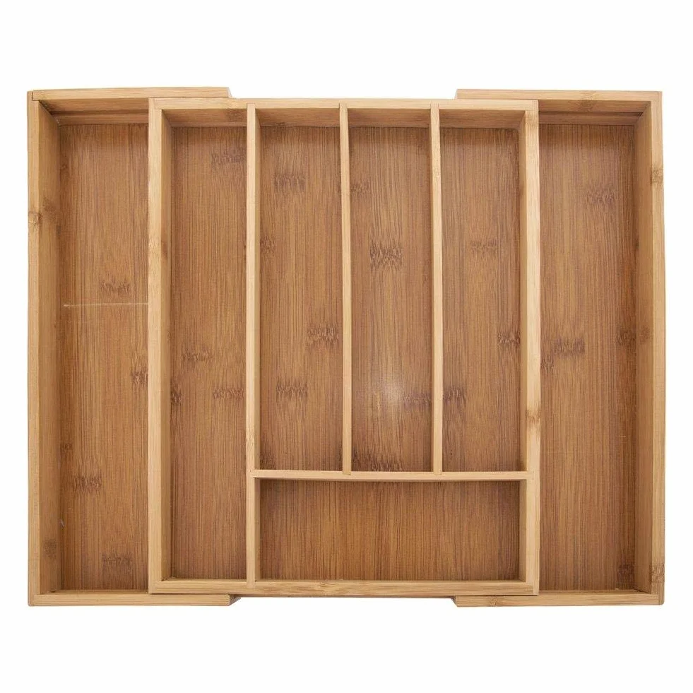 Orion pojemnik na sztućce z bambusa wysuwany wkład do szuflady organizer 26-40 x 35,5 x 4,5 cm