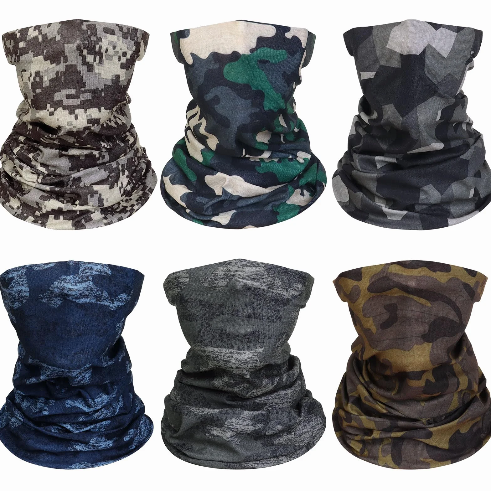 Awumbuk Chusta na szyję dla mężczyzn i kobiet, 6 sztuk, chusta wielofunkcyjna, unisex, bezszwowa bandana, szal kominowy dla mężczyzn, wiatroszczelny, ocieplacz na szyję, motocykl, komin szal dla