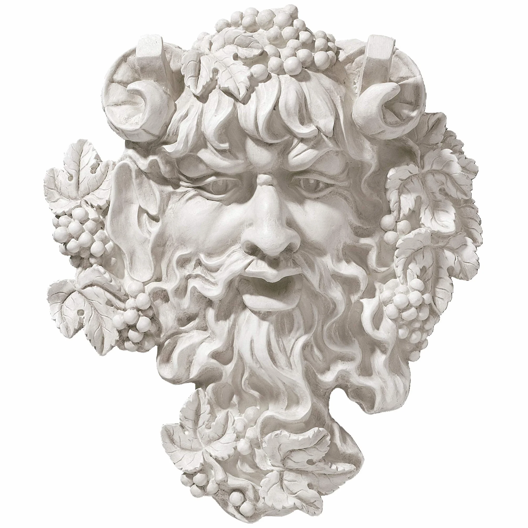 Design Toscano Bachus God of Wine Greenman rzeźba ścienna 30 cm żywica poliestrowa antyczny kamień