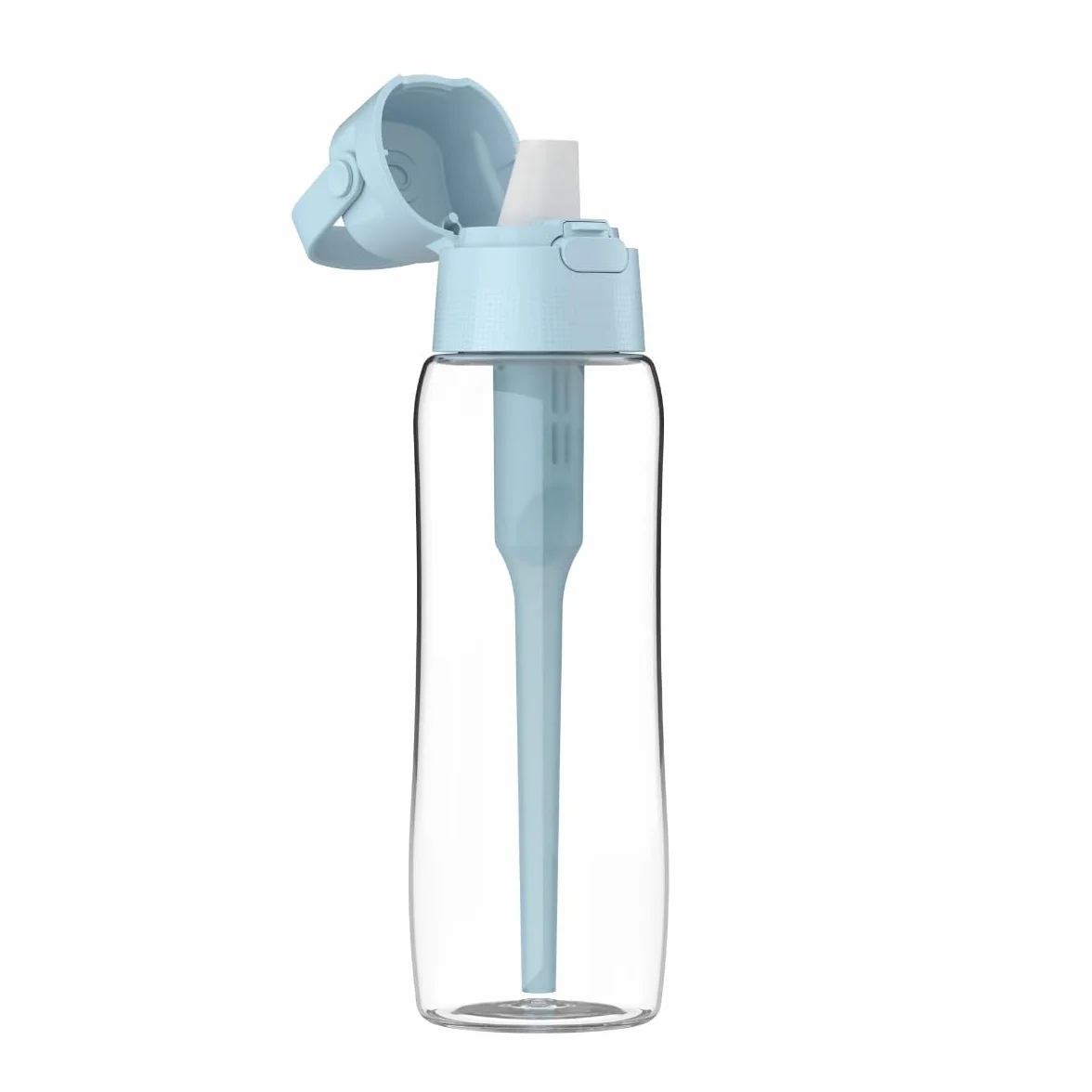 DAFI Butelka filtrująca szklana GLASS 0,6 l + wymienny filtr węglowy - Dove Blue - Szkło Borokrzemowe SIMAX®, Bez BPA, Idealna do Pracy, Szkoły, Siłowni, w Podróż - Wyprodukowano w Polsce