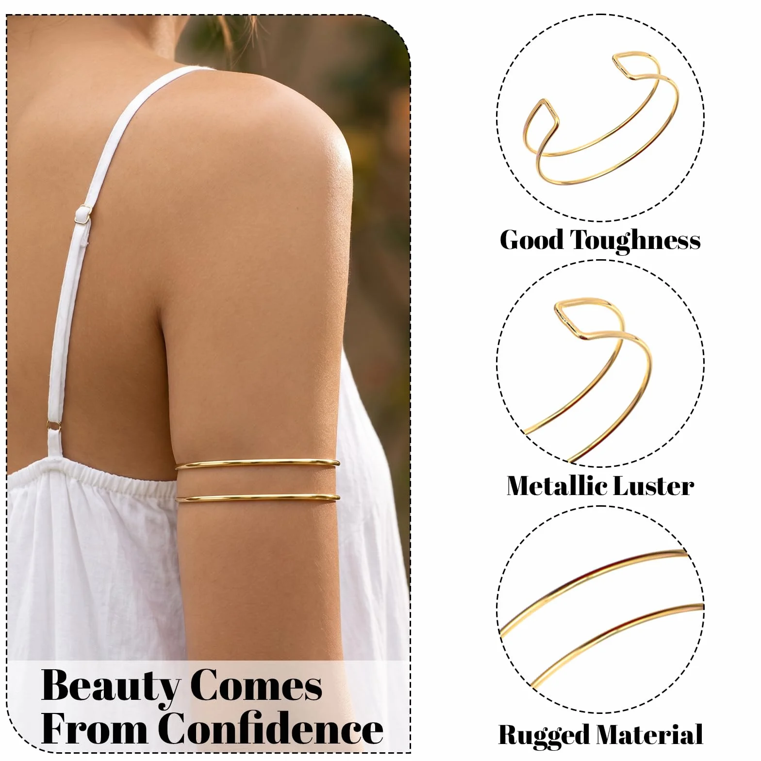 Cobee 6 sztuk bransoletek na ramię, 8 cm, regulowana bransoletka damska, minimalistyczna bransoletka w stylu boho, punk, kręcona, zestaw delikatnych bransoletek dla dziewcząt