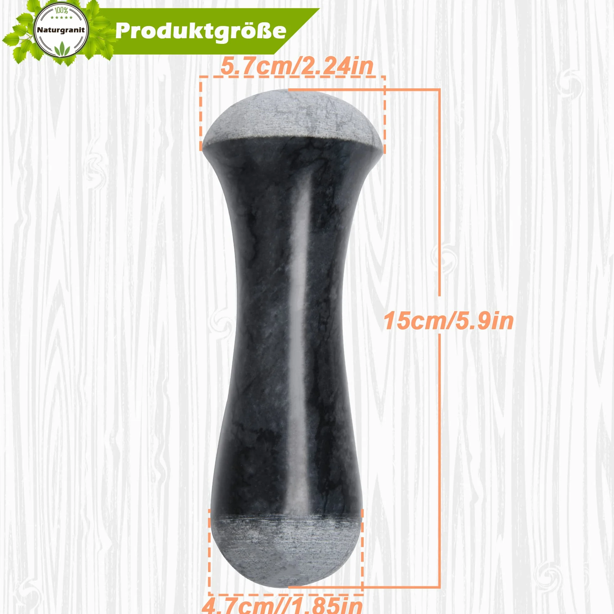 Tianman marmurowy ubijak 15 cm polerowany czarny marmur