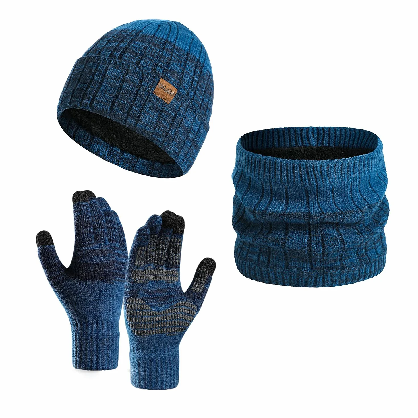 Daysskk Czapka szalik i rękawiczki zestaw dla mężczyzn i kobiet, ciepła czapka zimowa, czapka beanie, męska, ekran dotykowy, rękawiczki, czapka z dzianiny, dla mężczyzn i kobiet, na zimę