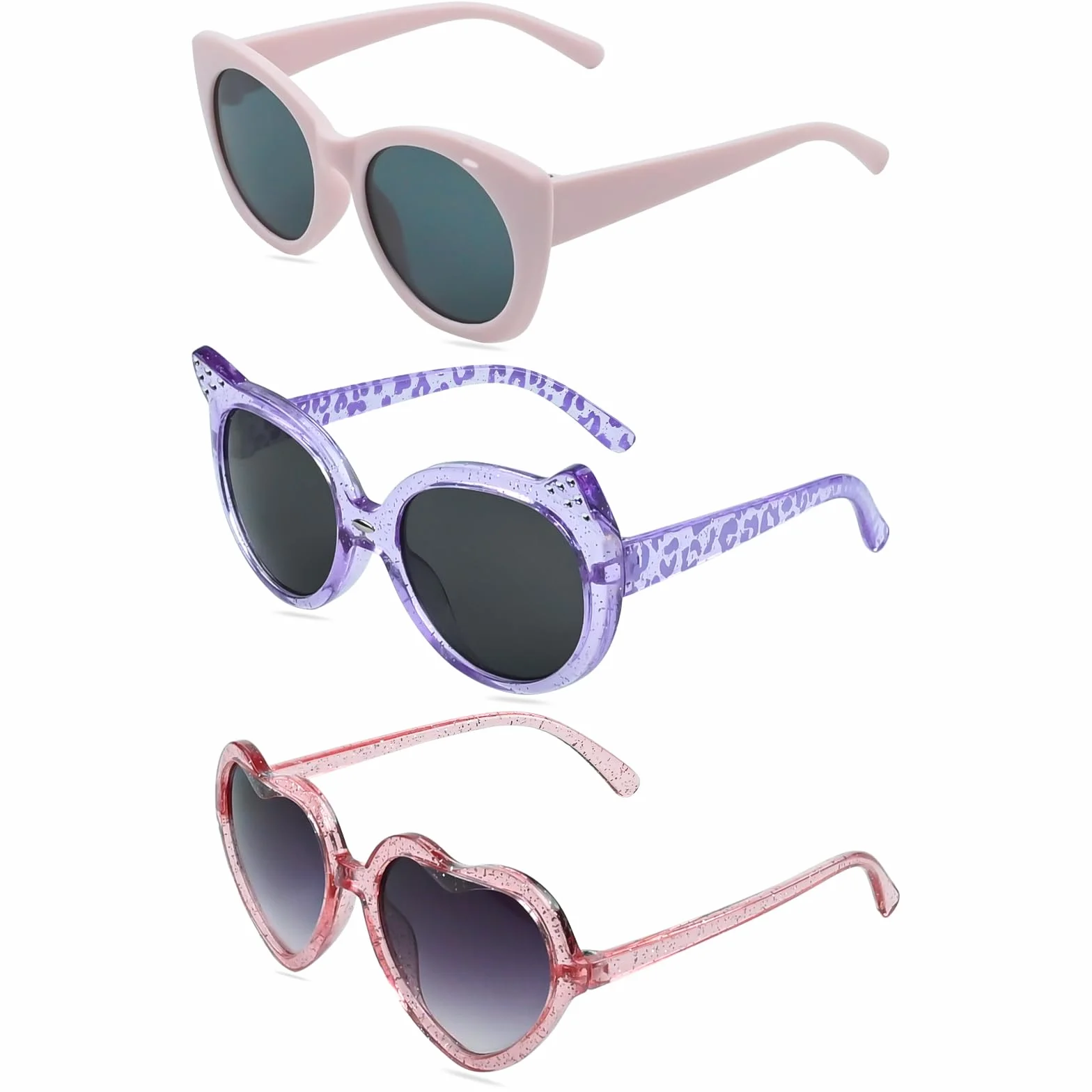 3 szt. Okulary przeciwsłoneczne dla dzieci, okulary przeciwsłoneczne dla dziewczynek, dziecięce okulary przeciwsłoneczne polaryzowane, okulary przeciwsłoneczne UV dla chłopców i dziewczynek