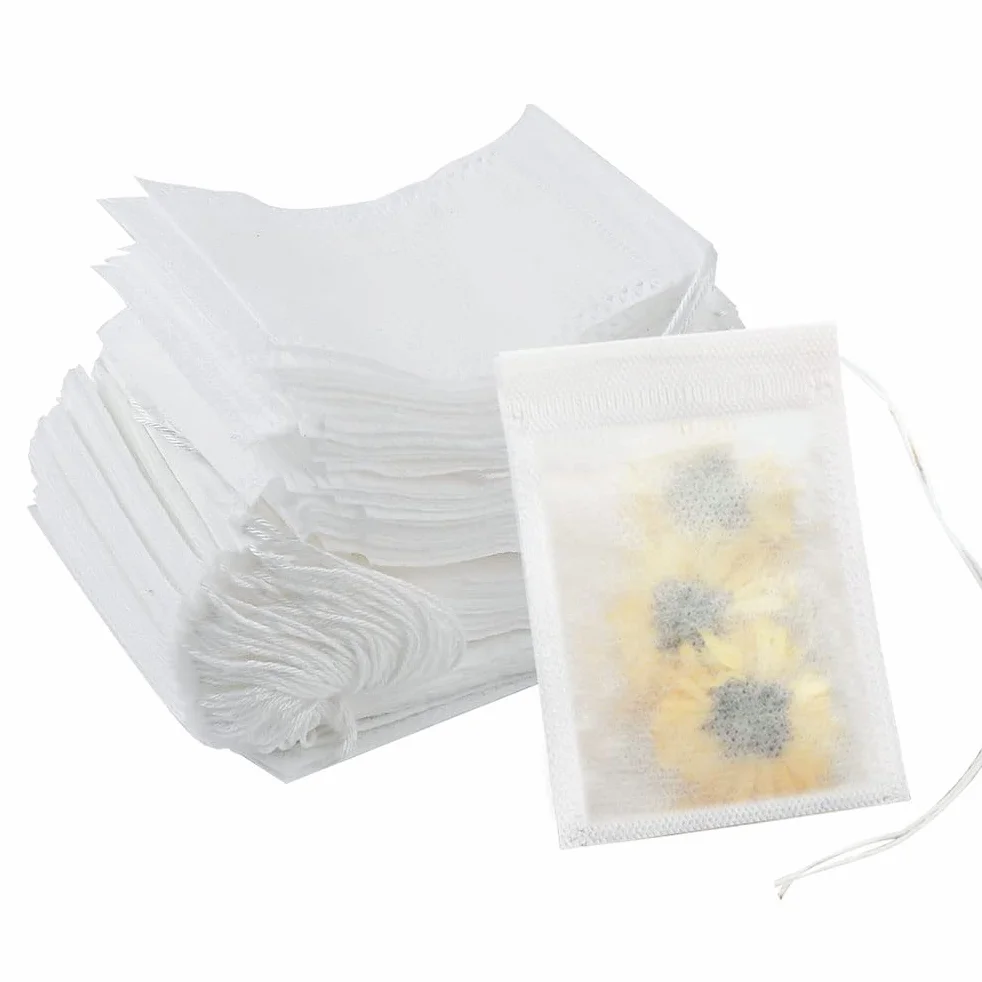 Yoosso 100 sztuk torebek filtrujących do herbaty 9 x 7 cm puste ze ściągaczem