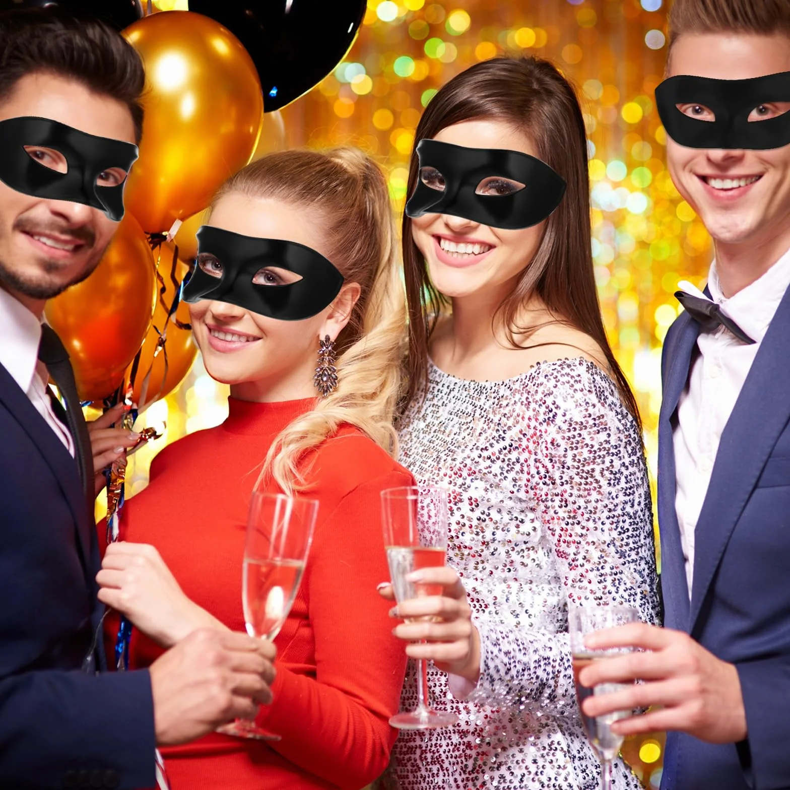Gjinxi Czarna maska wenecka, maskarada, damska, elegancka męska maska, kostium ze wzorem retro, klasyczny styl , na bal kostiumowy, Halloween, imprezę, bal maskowy