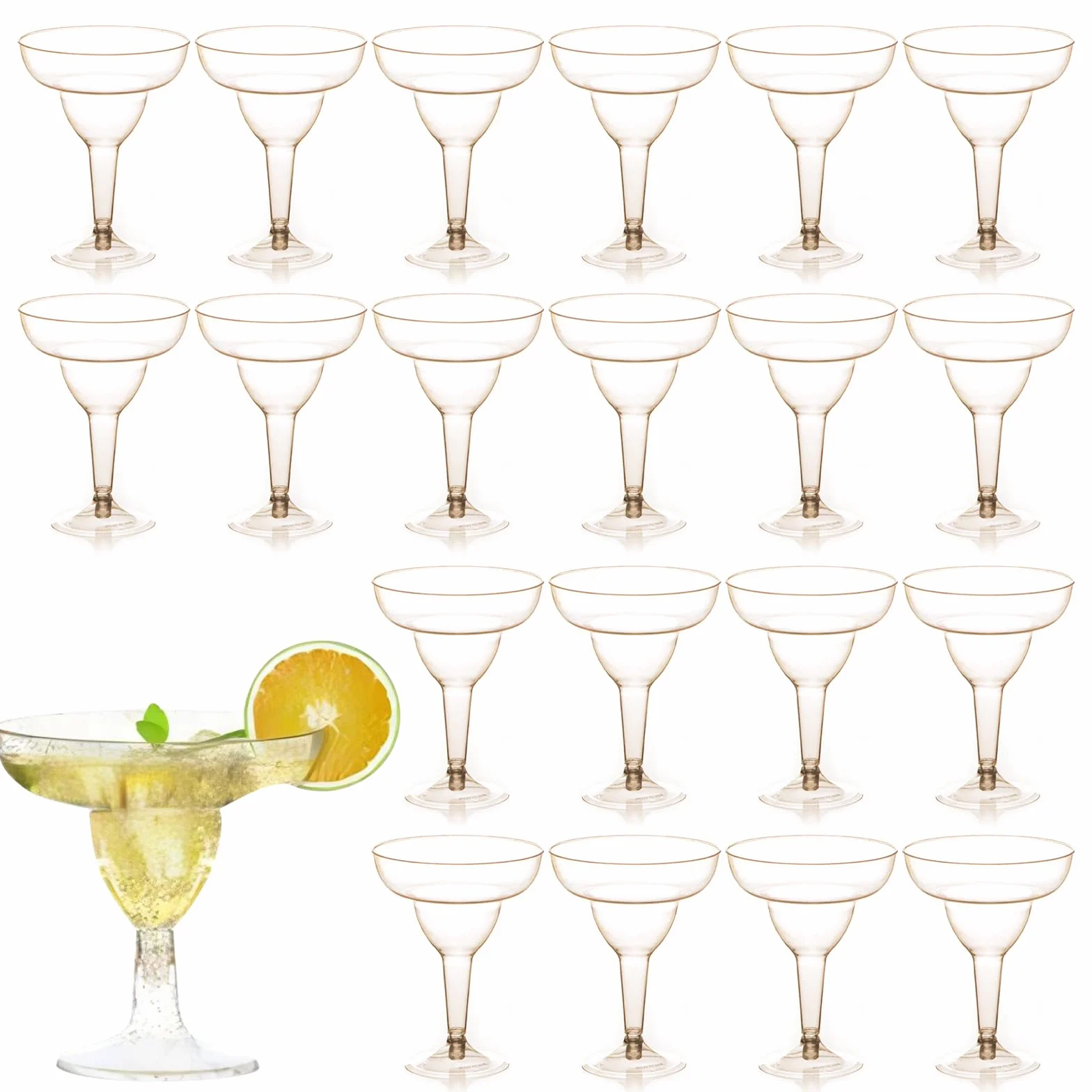 Kieliszki do martini plastikowe przezroczyste brokatowe zestaw 20 sztuk