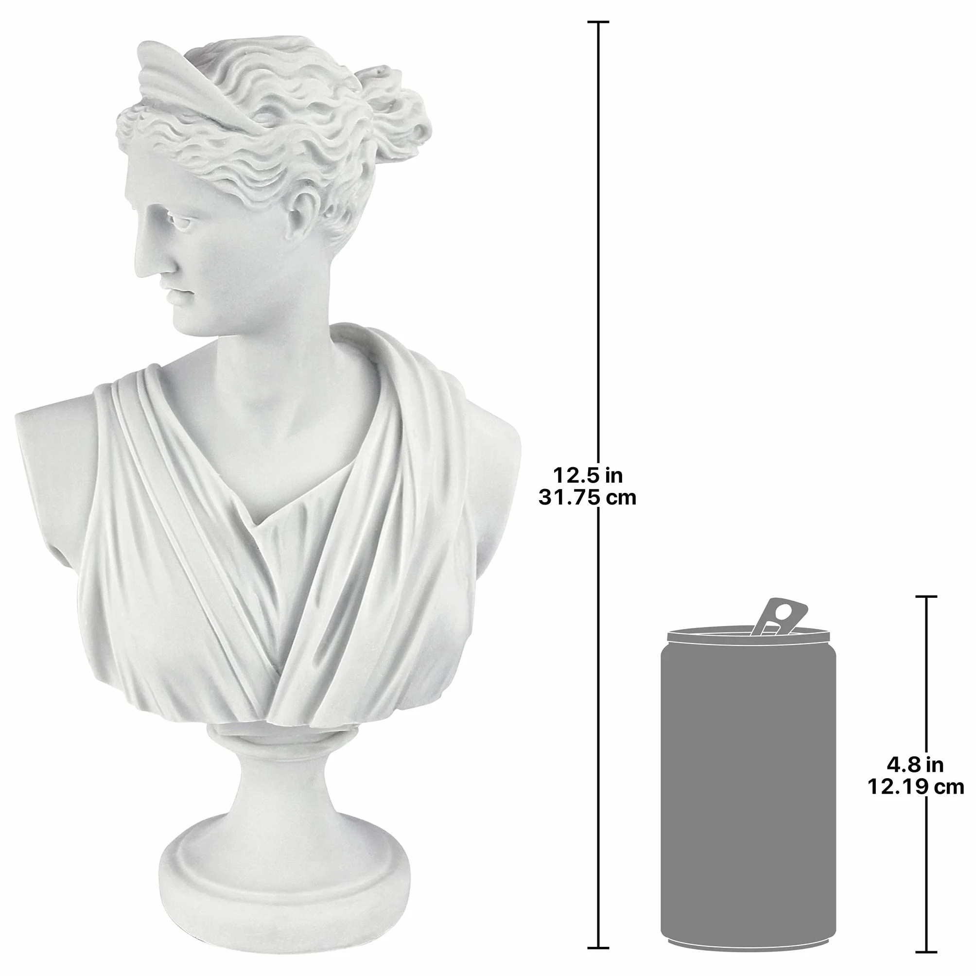 Design Toscano PD72519 Diana of Versailles klejona marmurowa żywica rzeźbiarski biust - biały