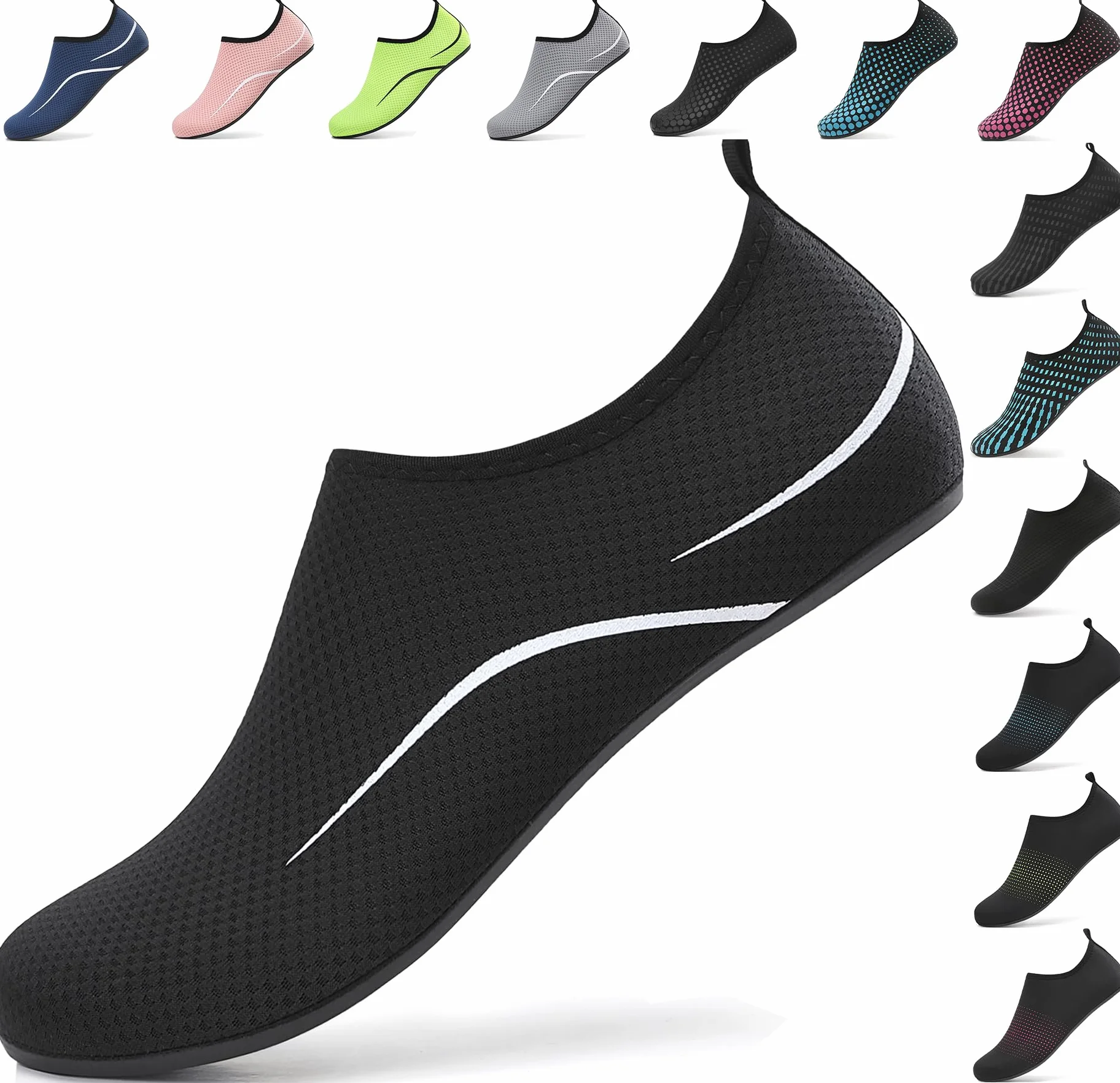 BARFULKER Buty do Wody, Damskie Buty Kąpielowe, Męskie Szybkoschnące Buty do Pływania, Lekkie Buty Plażowe, Antypoślizgowe Buty do Wody, Buty Boso dla Mężczyzn, Kobiet Czarny 42 EU