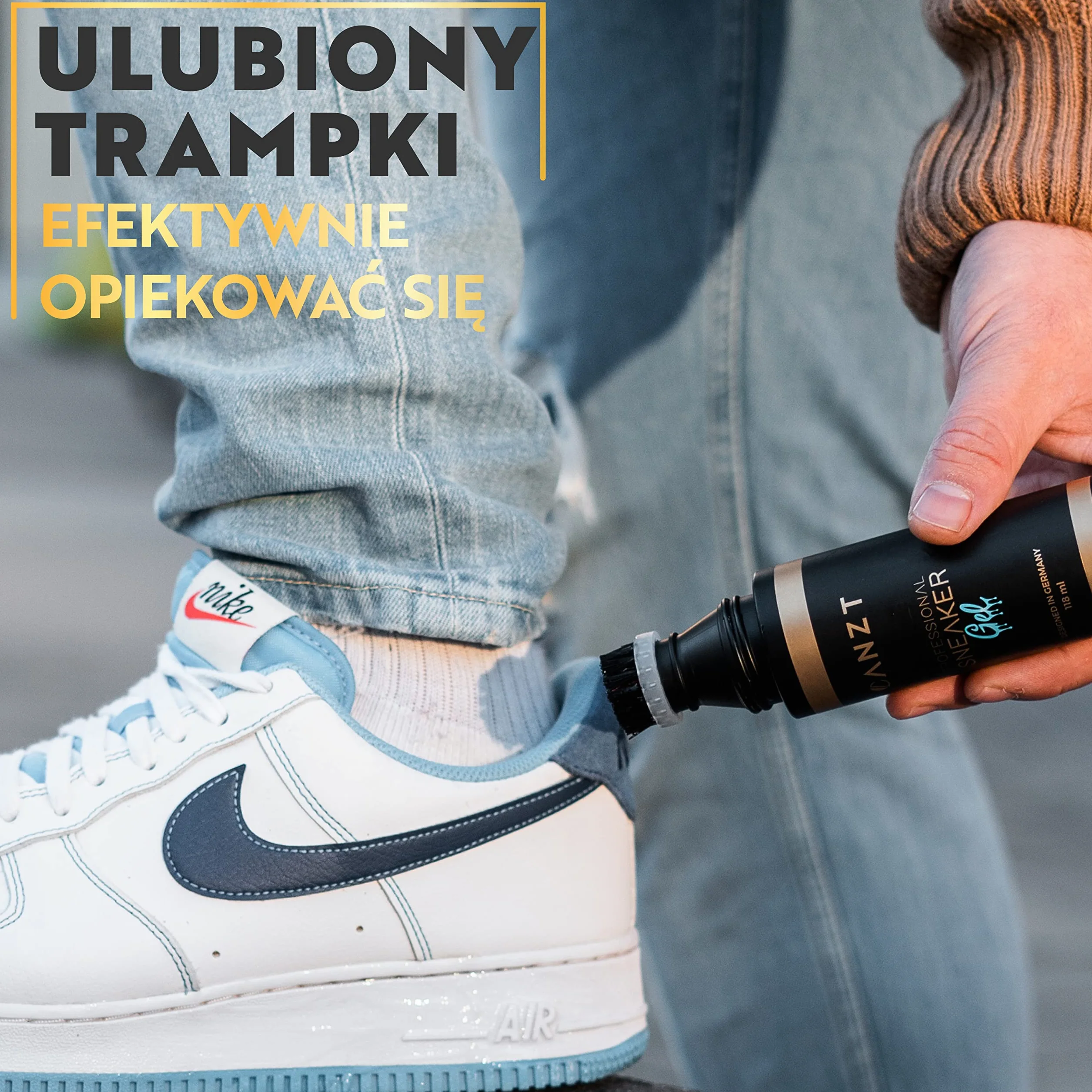 Canzt Professional Sneaker Gel - Żel czyszczący do butów Premium wraz ze szczoteczką do czyszczenia w podróży | Czyść trampki i buty skutecznie i delikatnie