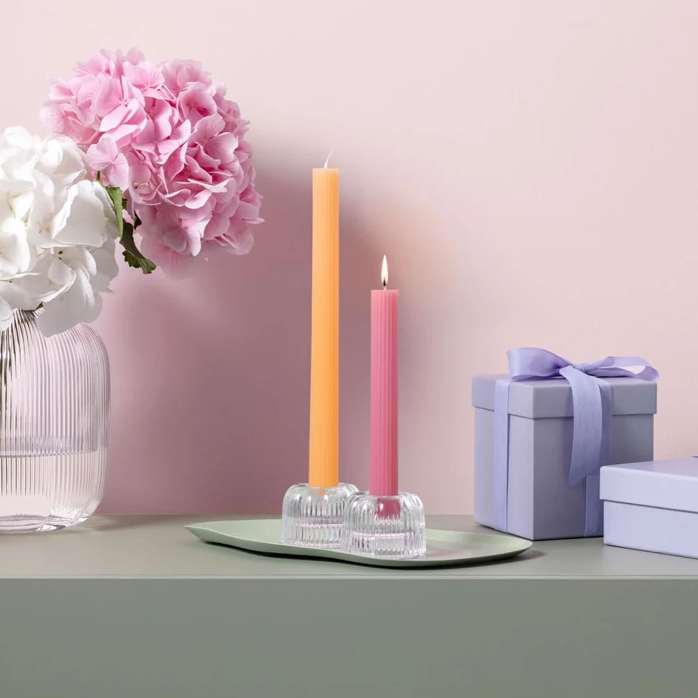 Villeroy & Boch Fleur Gifts zestaw świec stołowych 2 szt. 25 cm różowa żółta