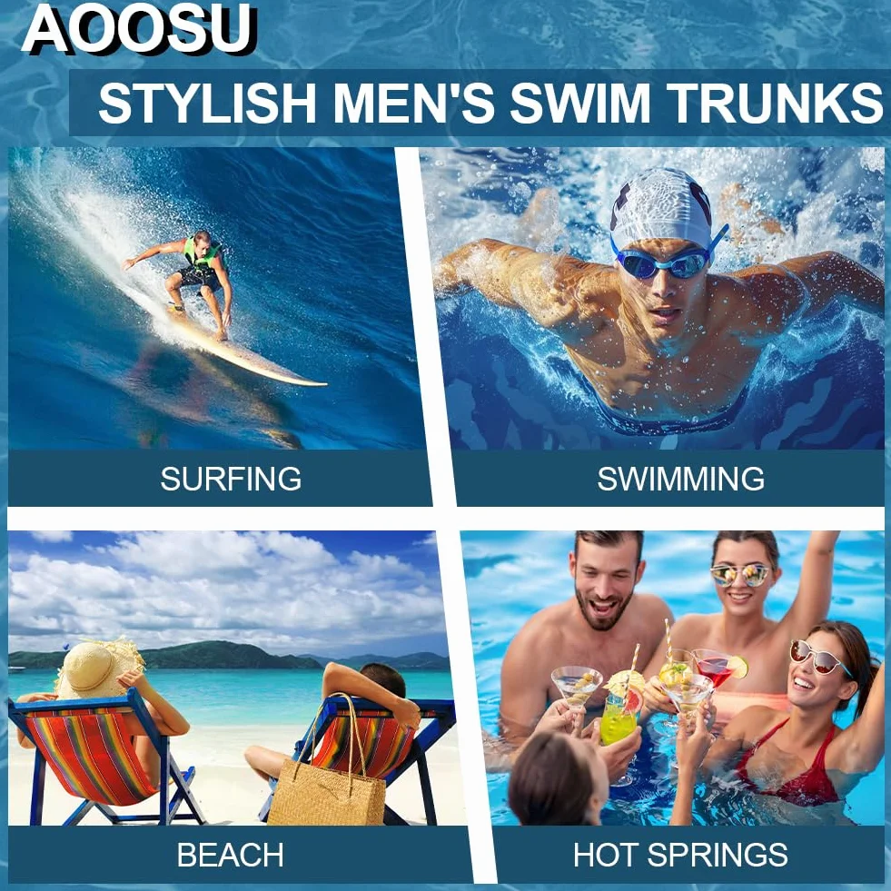 Kąpielówki, męskie figi kąpielowe, bokserki kąpielowe ze sznurkiem ściągającym na plażę/sport/pływanie/nurkowanie