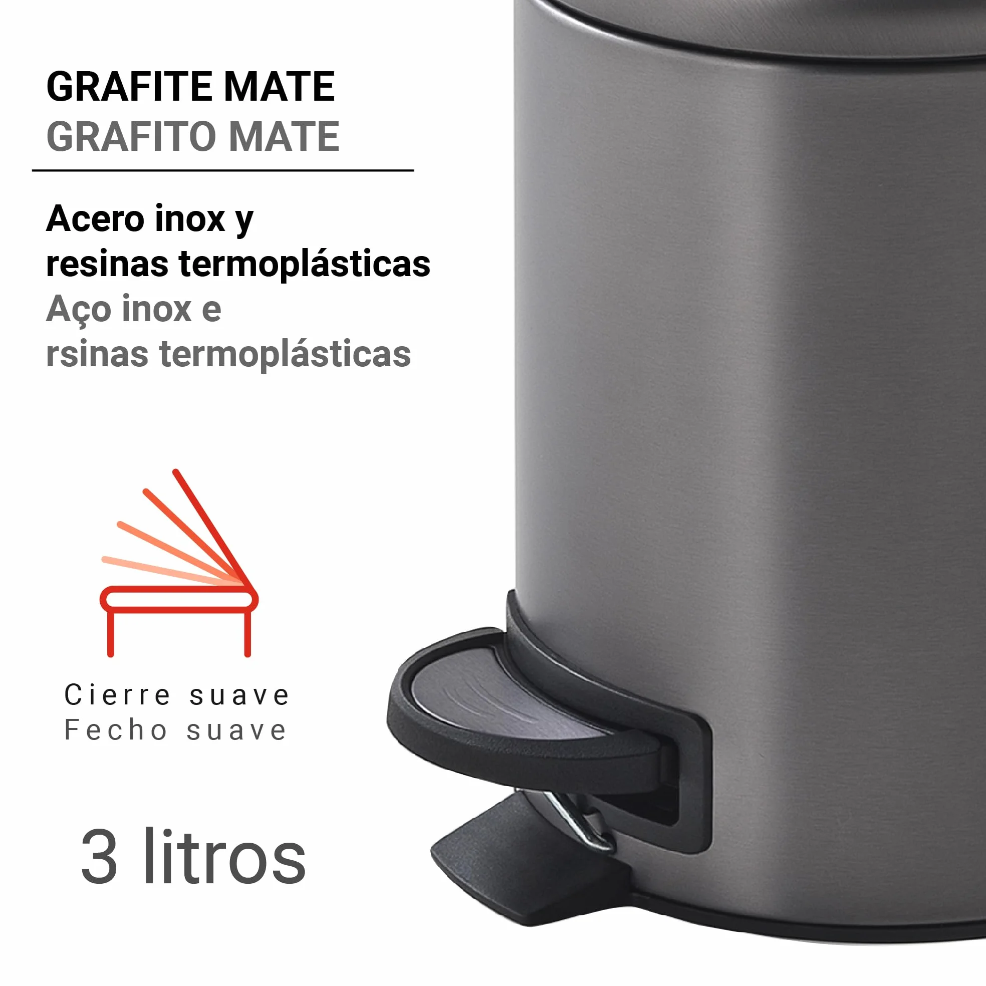 Gedy Kosz na śmieci z pedałem 3 l Gun Metal