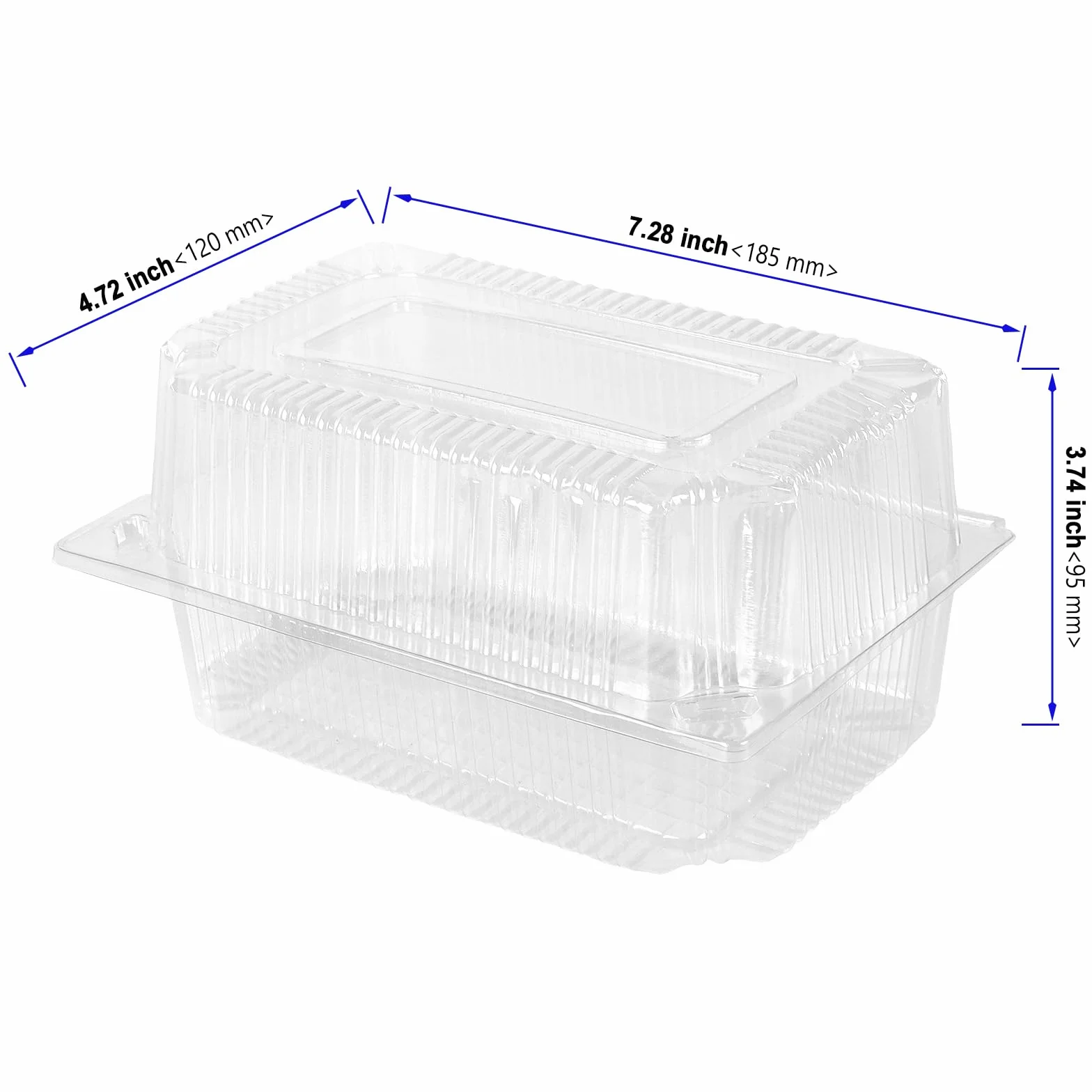 Przezroczyste pudełka na babeczki 100 sztuk 18,5 x 12 x 9,5 cm z pokrywką
