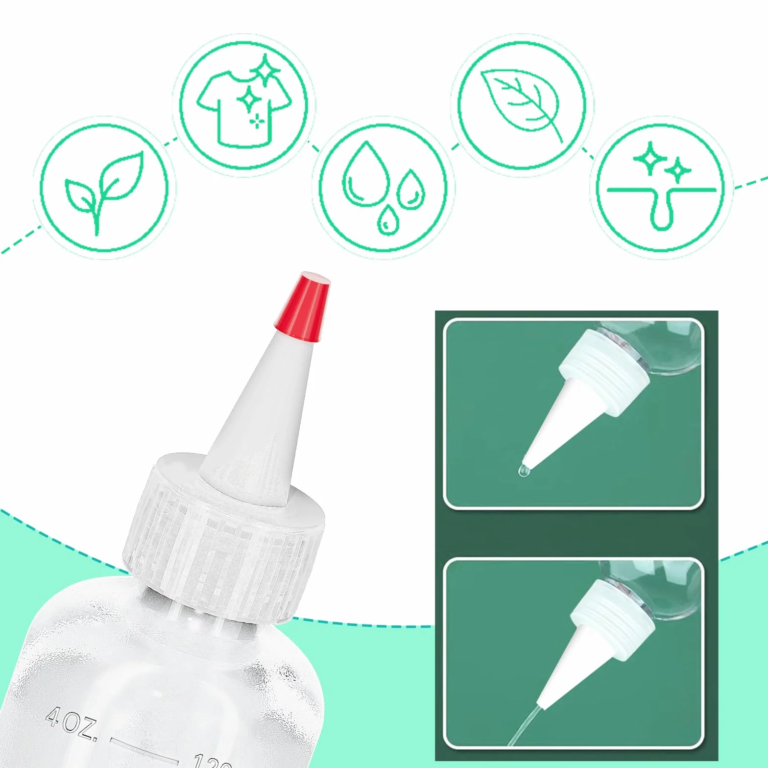 Butelka z rozpylaczem, 18 sztuk, butelka dozująca, butelka do wyciskania, 30 ml/60 ml/120 ml, butelki z rozpylaczem, z czerwonymi końcówkami i nakrętkami, lejki, etykiety, szczotki do sosu sojowego