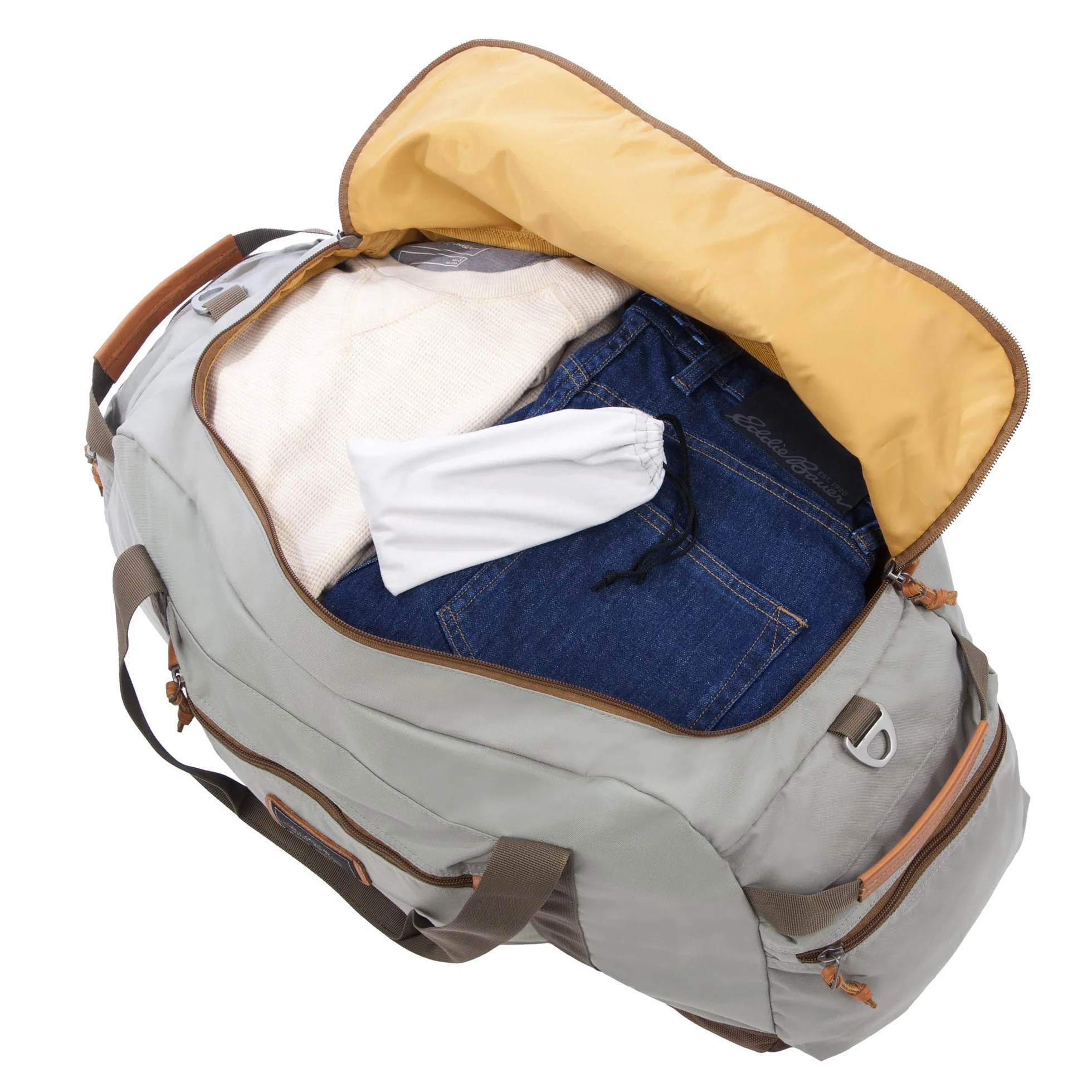 Eddie Bauer Bygone Duffel Weekend Travel | Lightweight | Rugged Polyester/Nylon | U-Shaped Main Compartment, Heather Grey, 45L