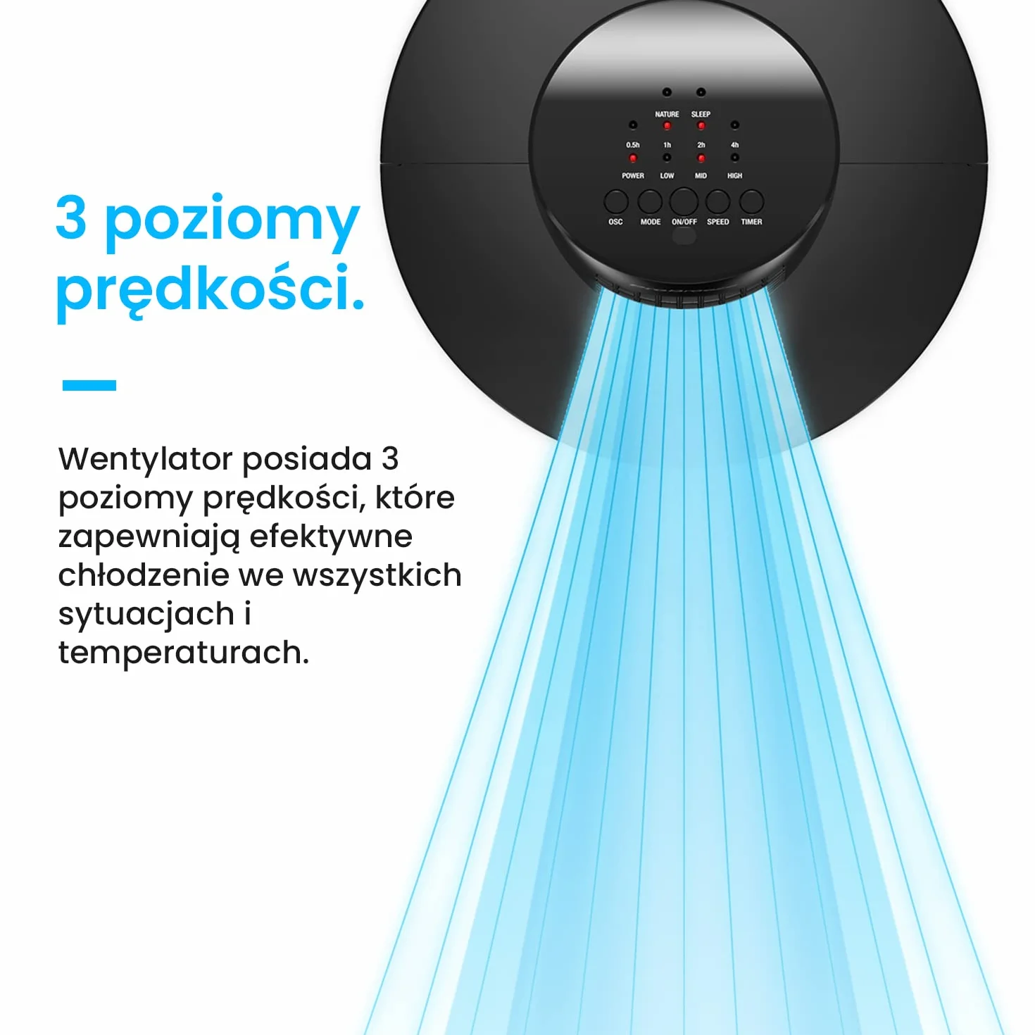 Pro Breeze Wentylator Kolumnowy 60W 76 cm Bezśmigłowy z Pilotem Automatyczna Oscylacja 7.5h Timer Czarny