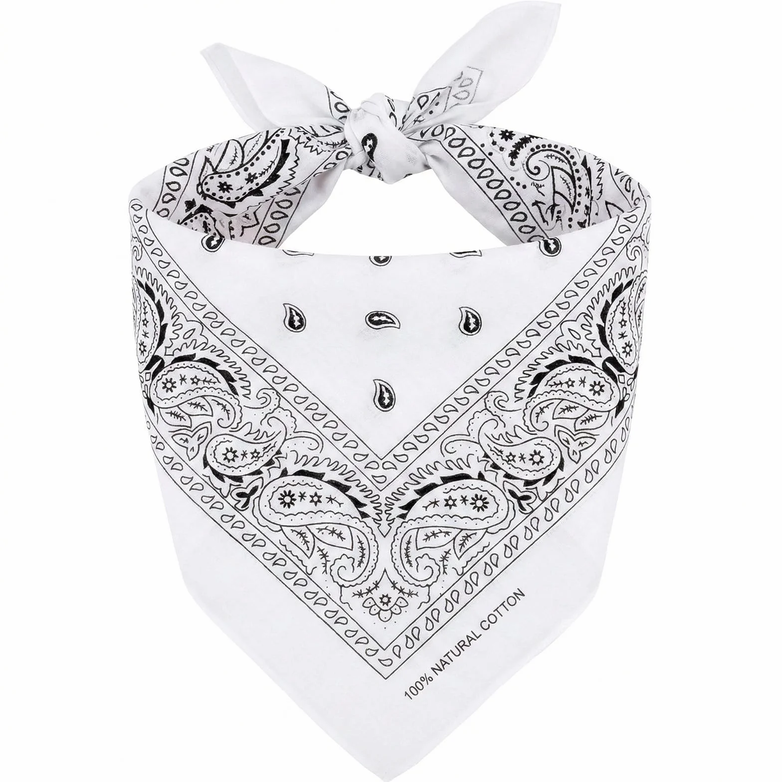 KP Biała bandana - 100% bawełna i włókna naturalne - biała chusta bez poliestru - doskonała jakość - miękka, trwała i nadająca się do prania w pralce - chusta męska - unisex i dzieci
