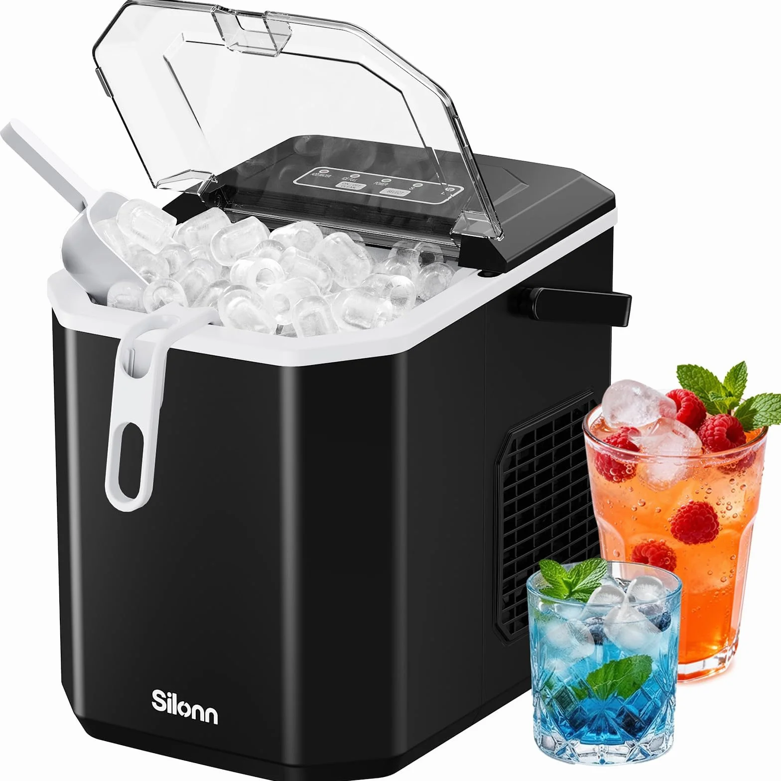 Silonn przenośna samooczyszczająca mini kostkarka do lodu 9 kostek/6 min 12 kg/dzień