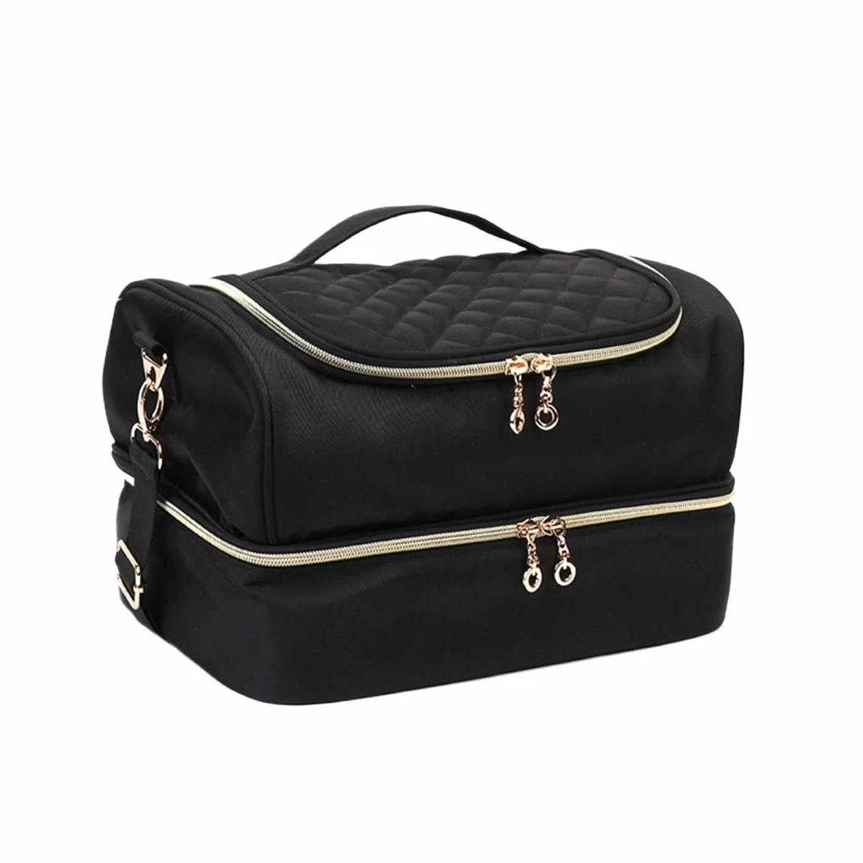 Lakiery Paznokci Przenośne Etui Na Lakier Do Paznokci, 2 Warstwy, Górna Przegródka Akcesoria Organizer Zaopatrzenie(Black)