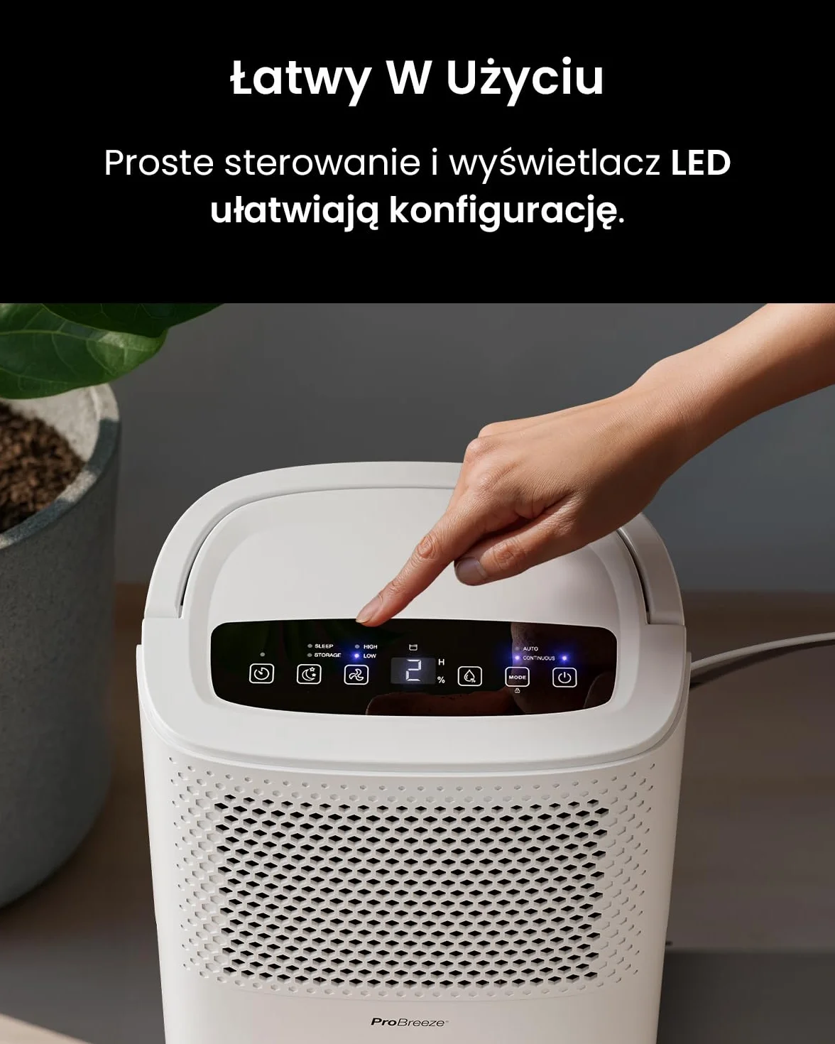 Pro Breeze Osuszacz Powietrza, Elektryczny Pochłaniacz Wilgoci Pleśni Kondensacji, Cichy Odwilżacz do Domu Łazienki Garażu Przyczepy Kempingowej, dla Dzieci Niemowląt, 24h Timer, Duży 1,8l Zbiornik