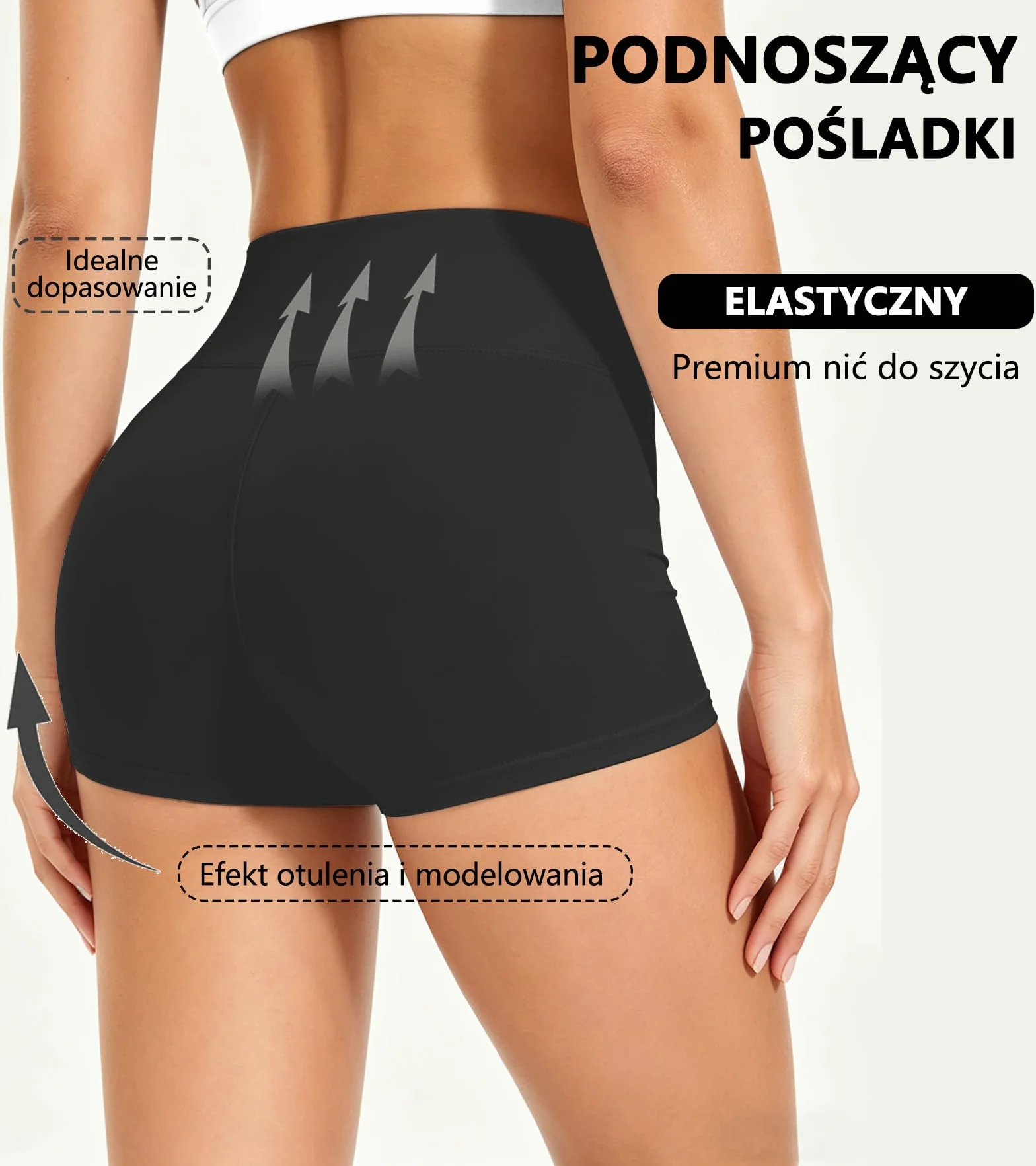 Damskie szorty wysokim stanem – elastyczne rozciągliwe spodenki sportowe, szybkoschnące, oddychające, zapobiegające otarciom, pod spódnicę, do jogi, biegania, na rower i siłownię