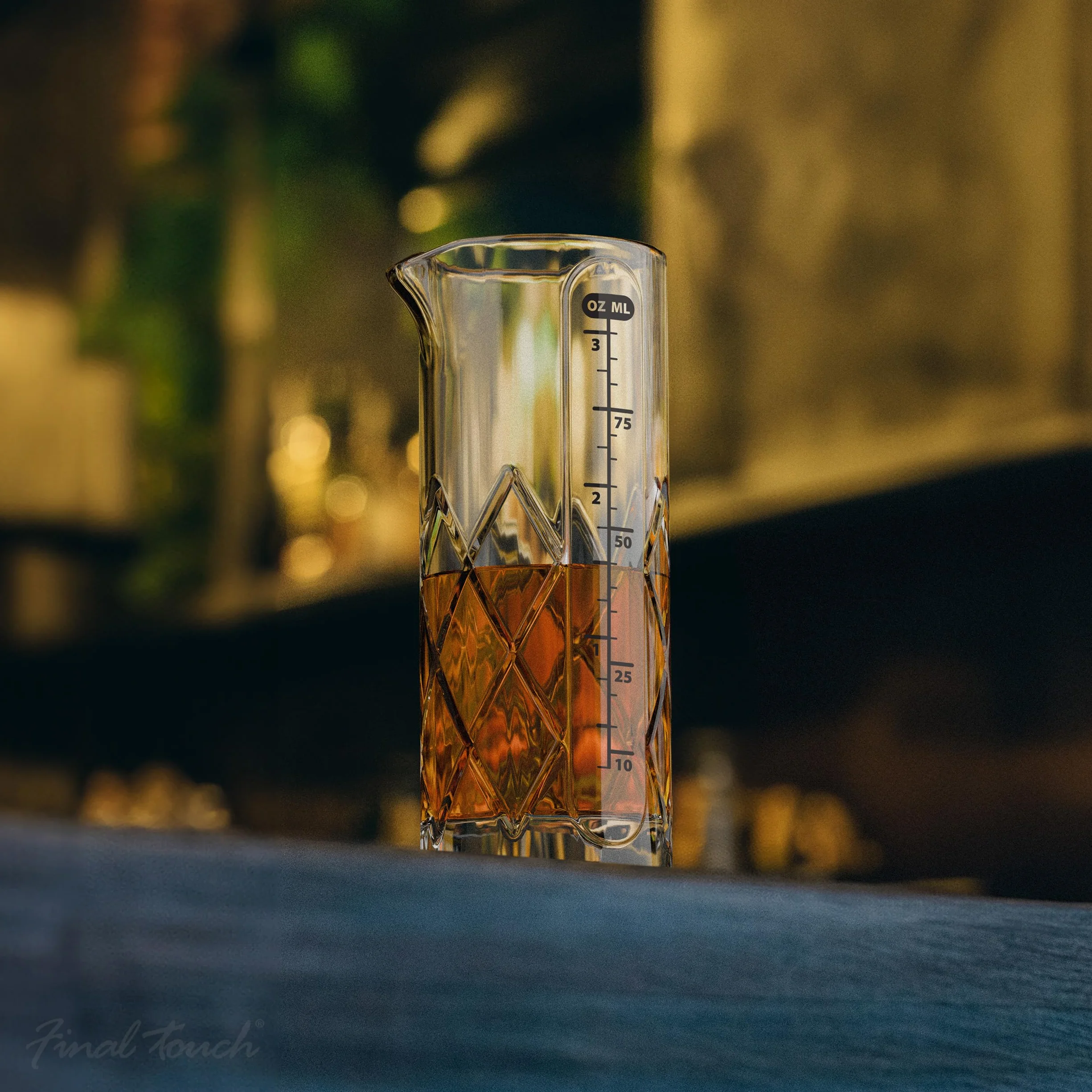 Final Touch Yarai Double Jigger Glass Cocktail Mixing Jug Heavy Duty, kubek z miarką, grube szkło walled – 100 ml