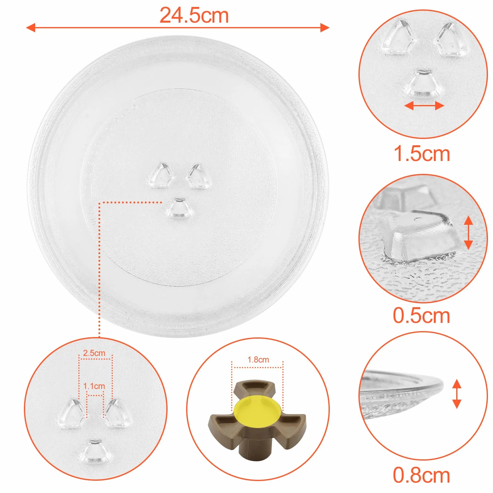Szklany talerz obrotowy do kuchenki mikrofalowej 24,5 cm zamiennik