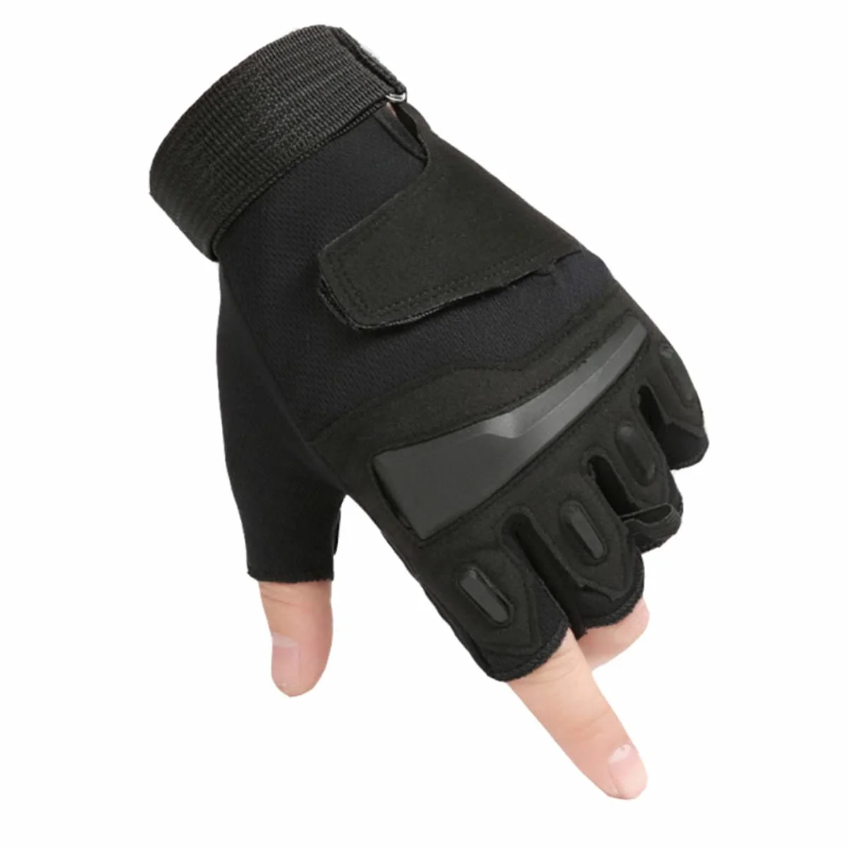 Rękawiczki Rowerowe MTB Half Finger Oddychające Czarne Odporne Wstrząsy