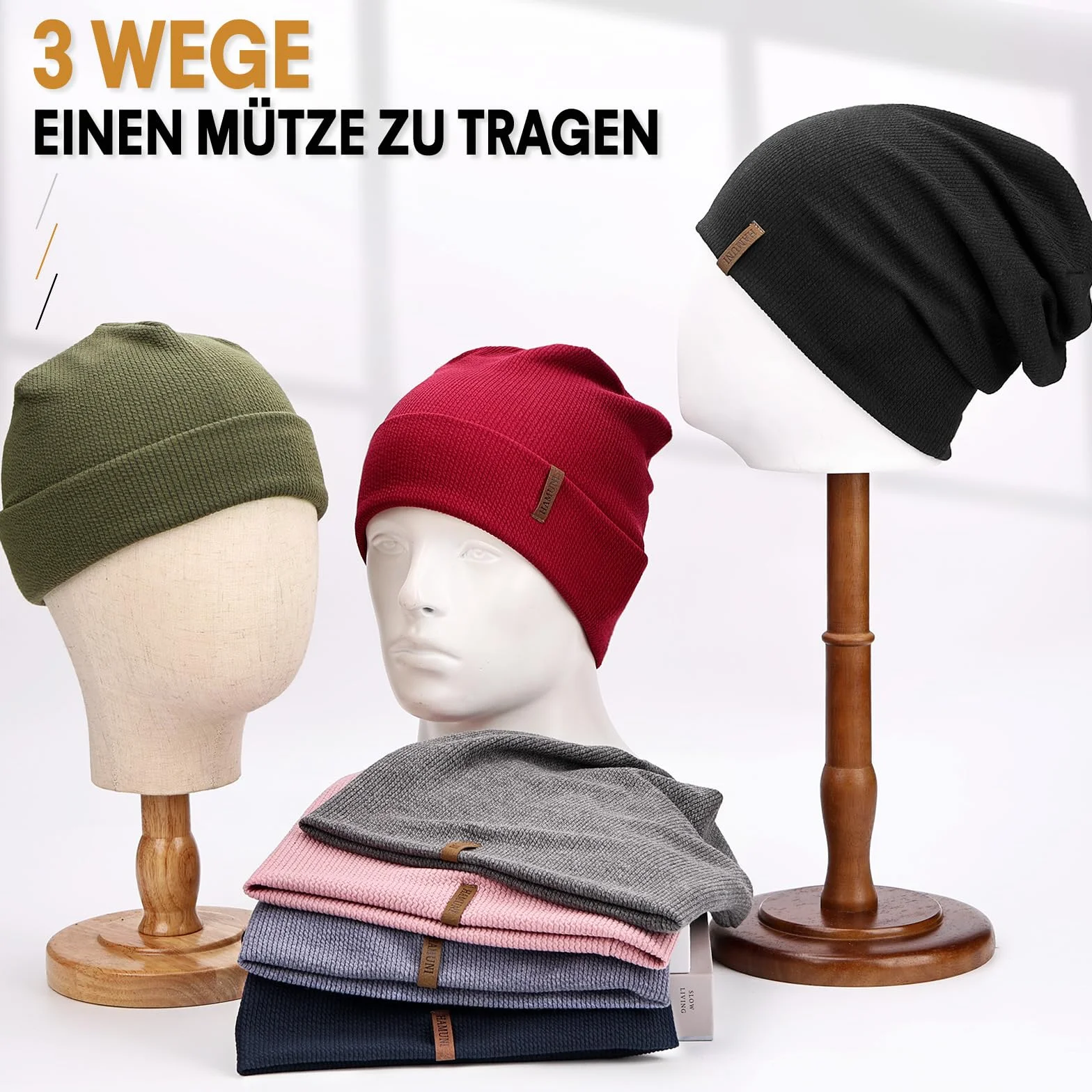 Hamuni Slouch Beanie Czapka damska, męska, elastyczna, miękka, wygodna, z dżerseju, klasyczna, modna, długa czapka typu beanie, idealna na wiosnę, jesień i zimę